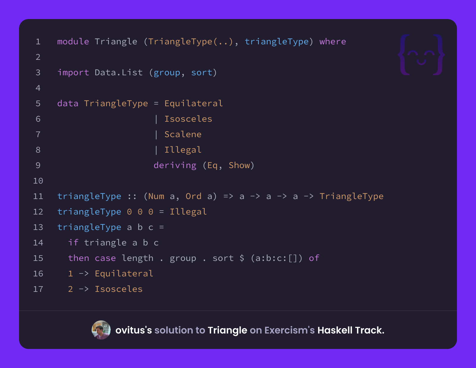 ovitus's solution for Triangle in Haskell on Exercism