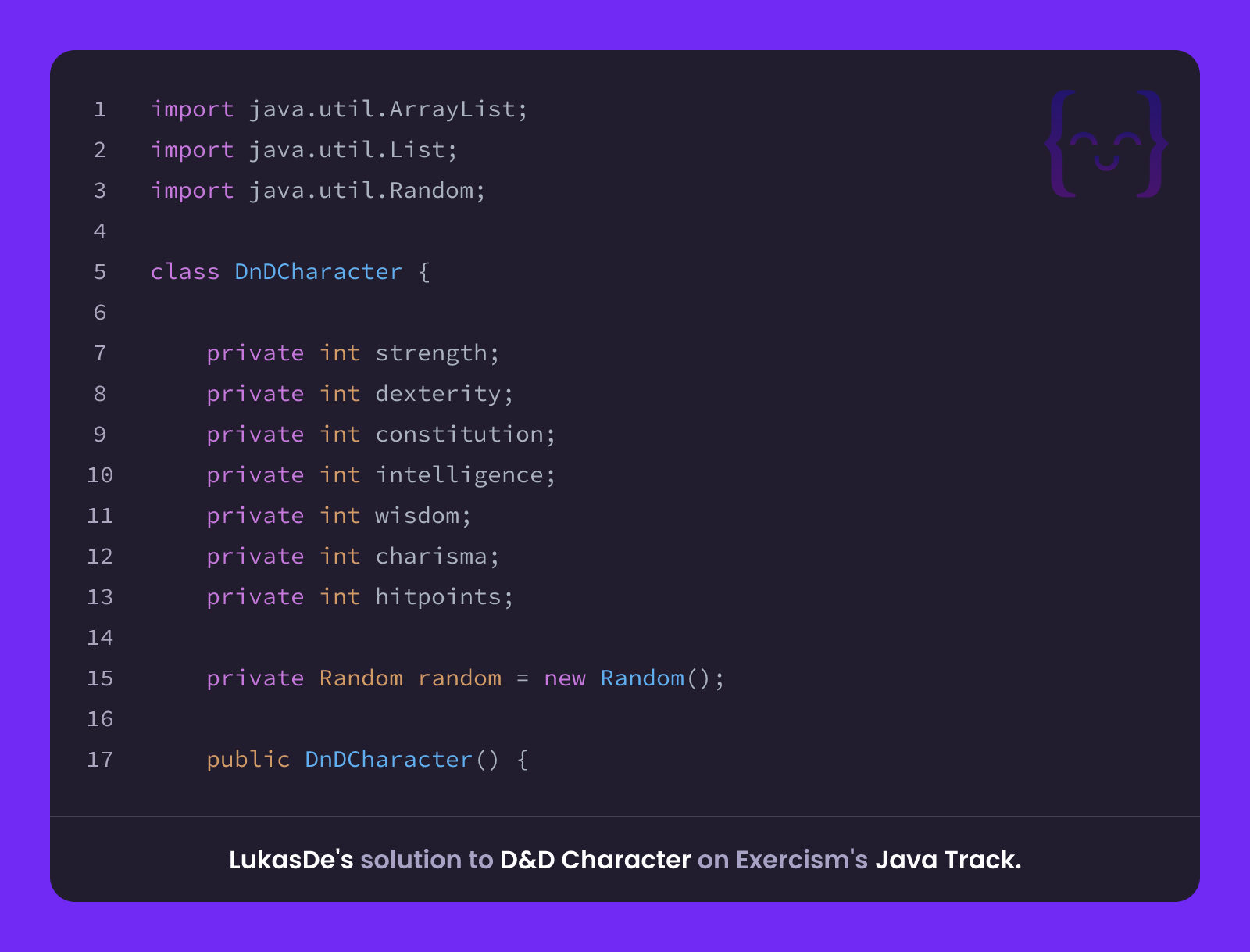 LukasDe's solution for D&D Character in Java on Exercism