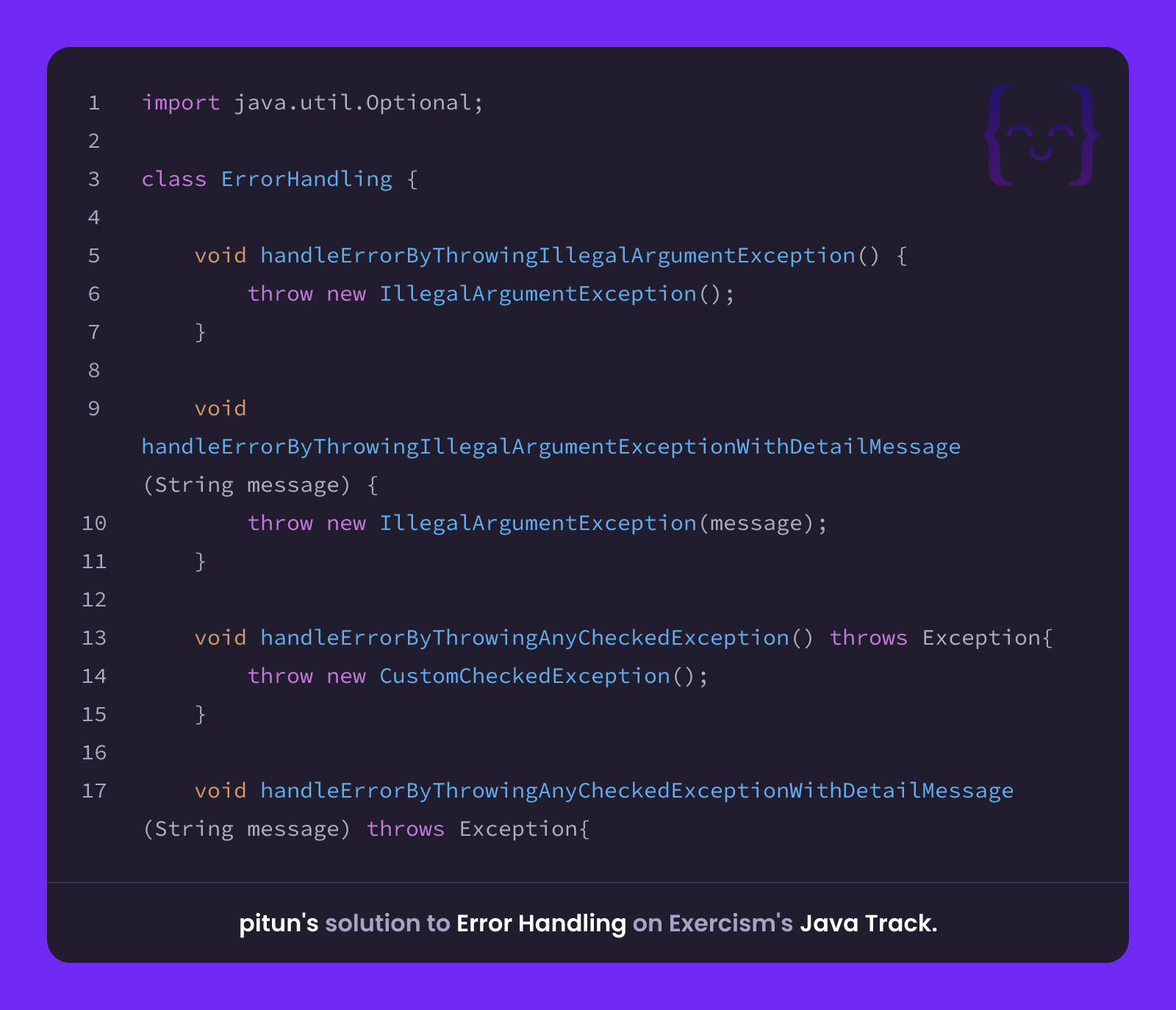 pitun's solution for Error Handling in Java on Exercism