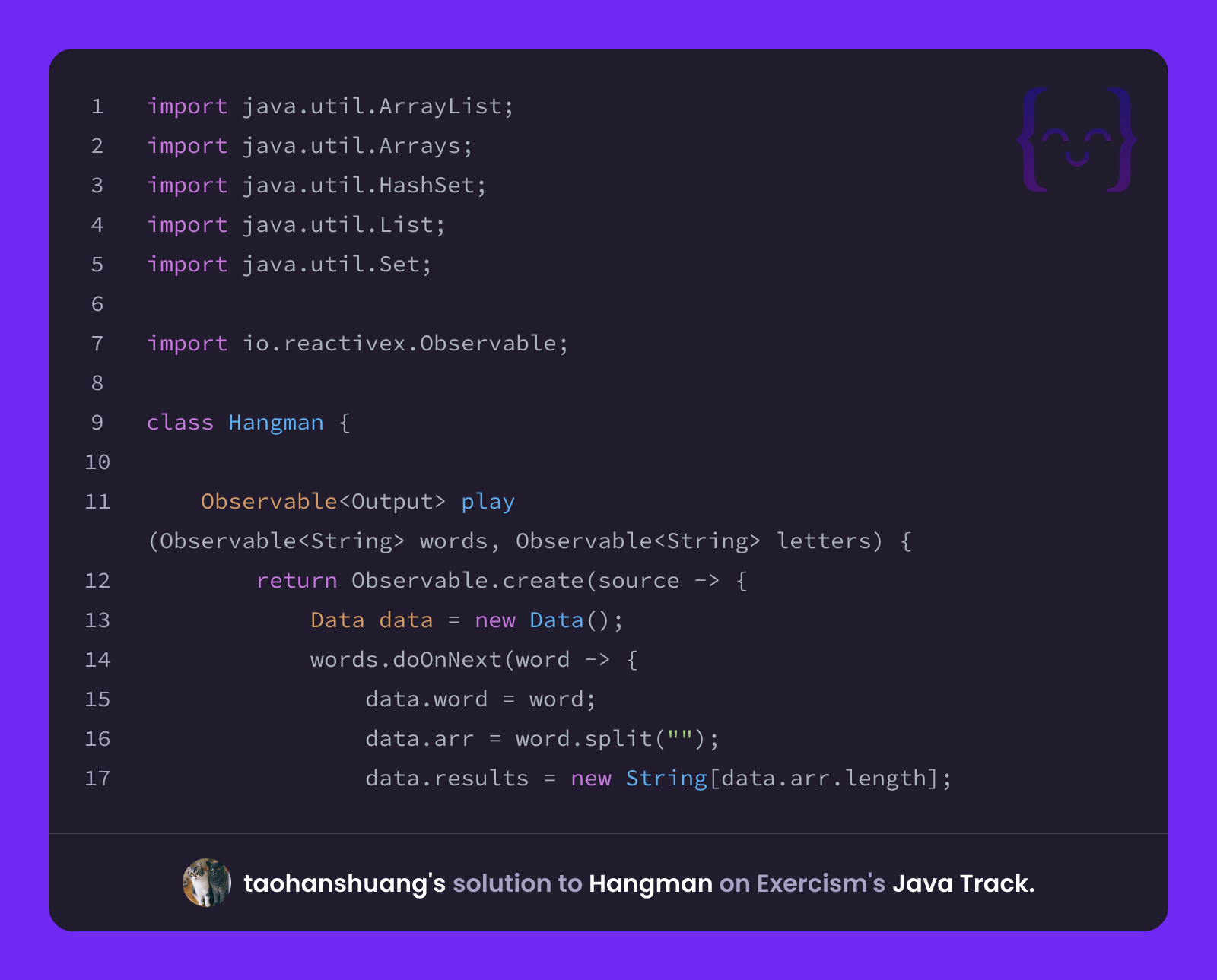 taohanshuang's solution for Hangman in Java on Exercism