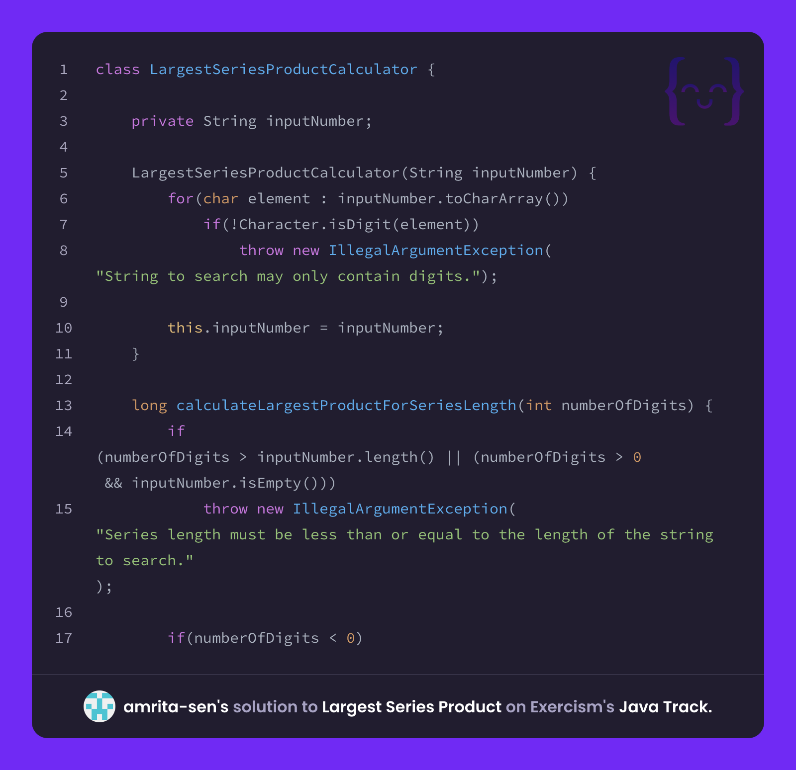 amrita-sen's solution for Largest Series Product in Java on Exercism