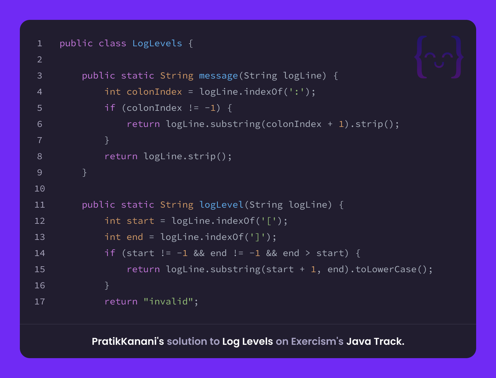 PratikKanani's solution for Log Levels in Java on Exercism