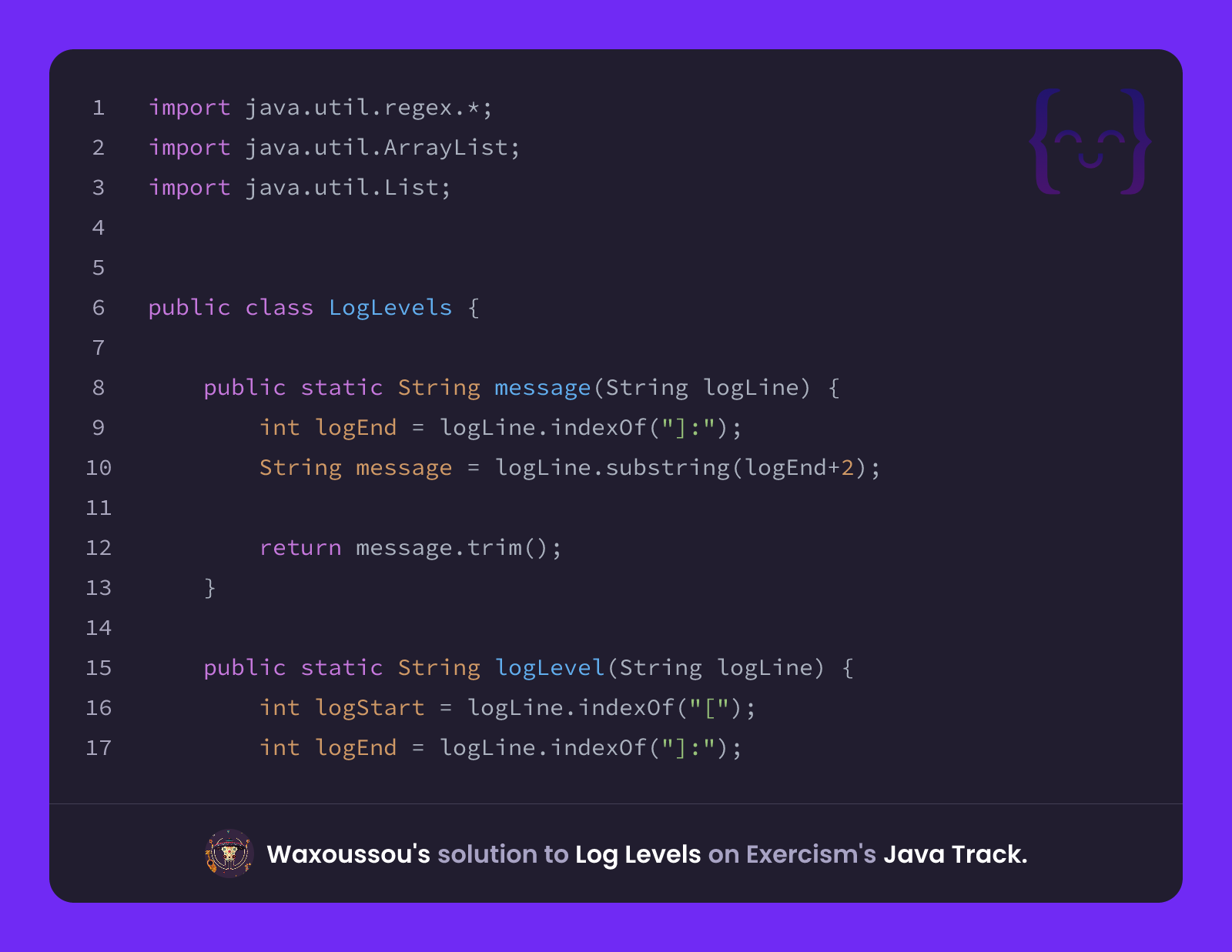 Waxoussou's solution for Log Levels in Java on Exercism