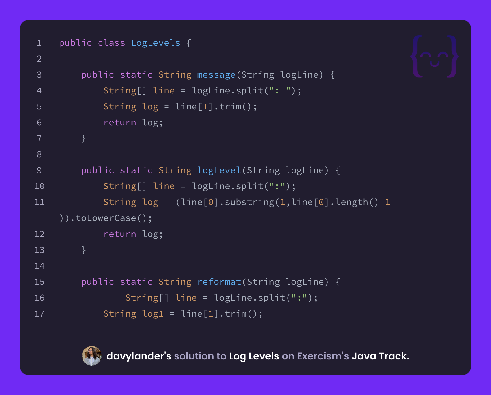davylander's solution for Log Levels in Java on Exercism