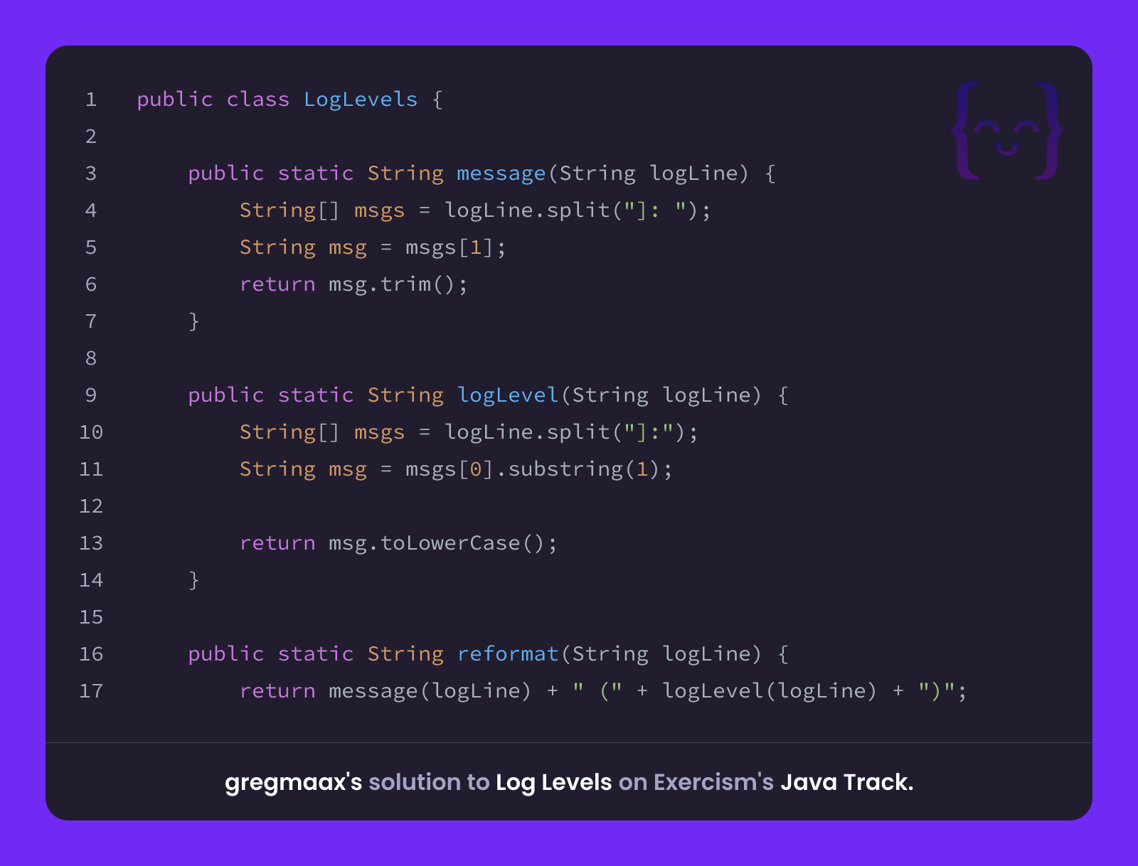 gregmaax's solution for Log Levels in Java on Exercism