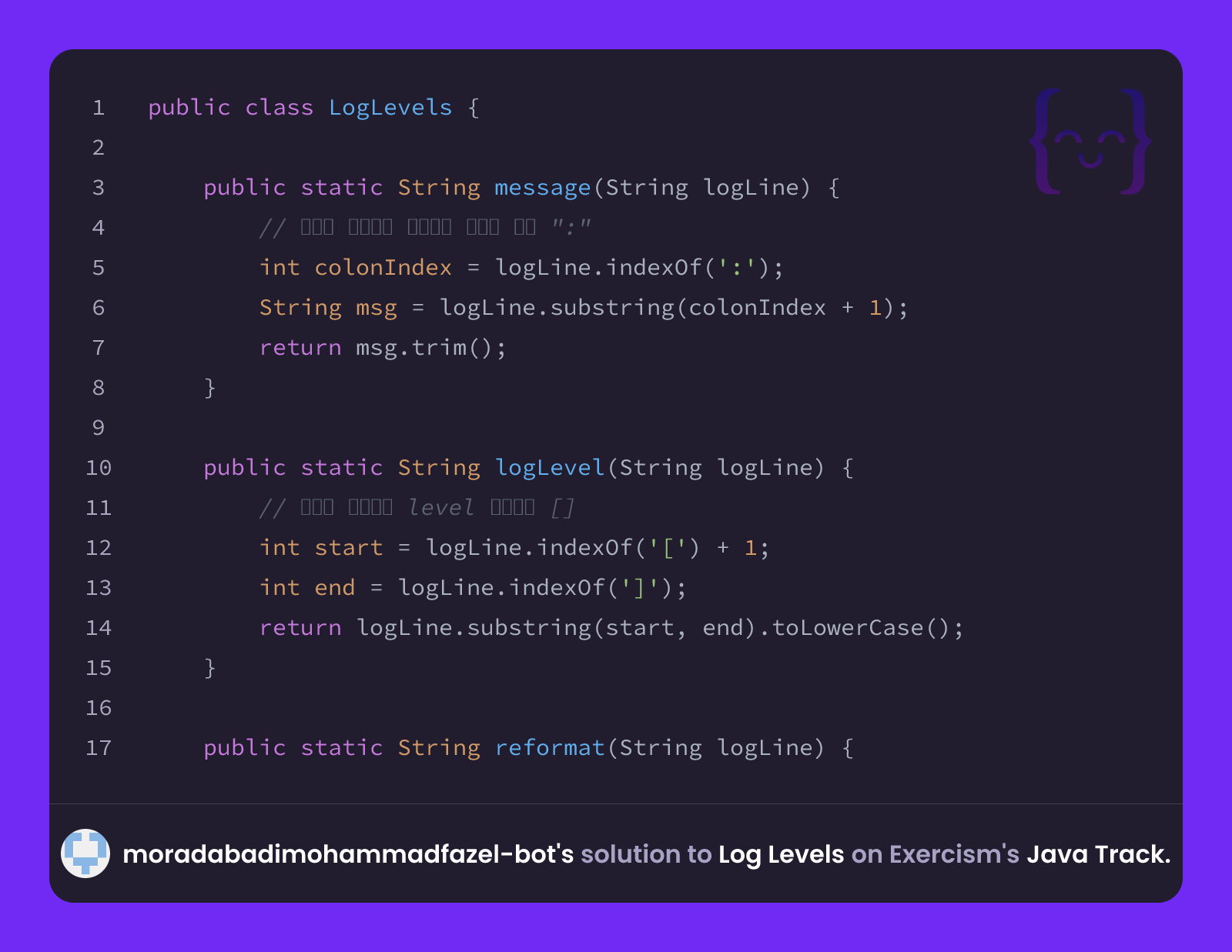 moradabadimohammadfazel-bot's solution for Log Levels in Java on Exercism