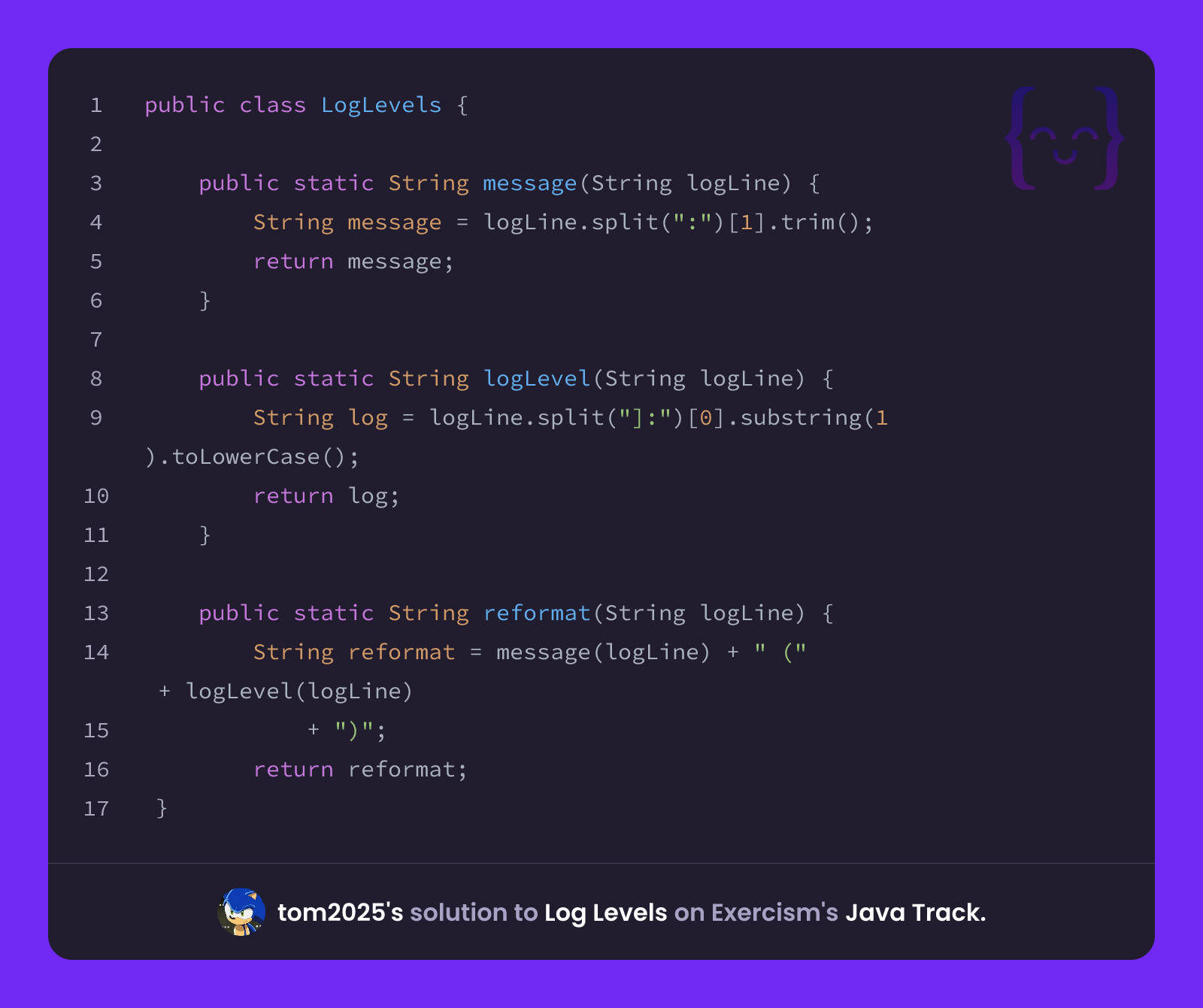 tom2025's solution for Log Levels in Java on Exercism