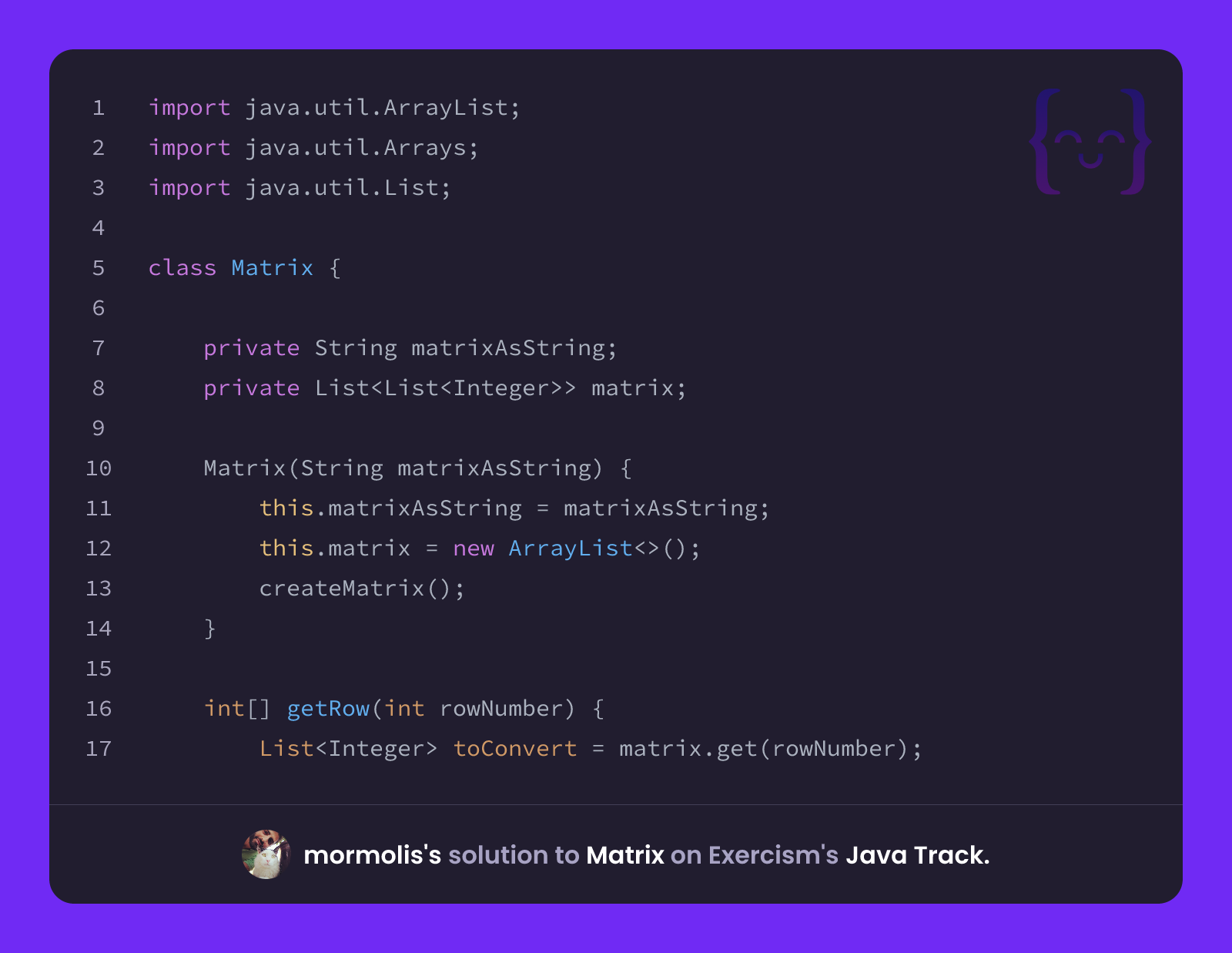 mormolis's solution for Matrix in Java on Exercism