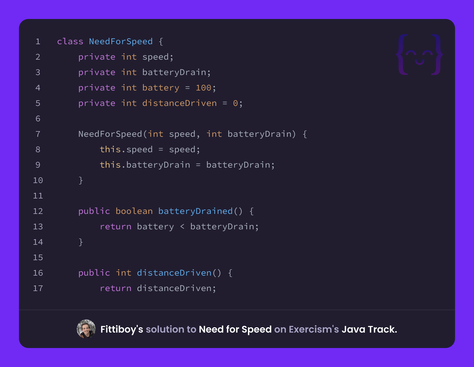 Fittiboy's solution for Need for Speed in Java on Exercism