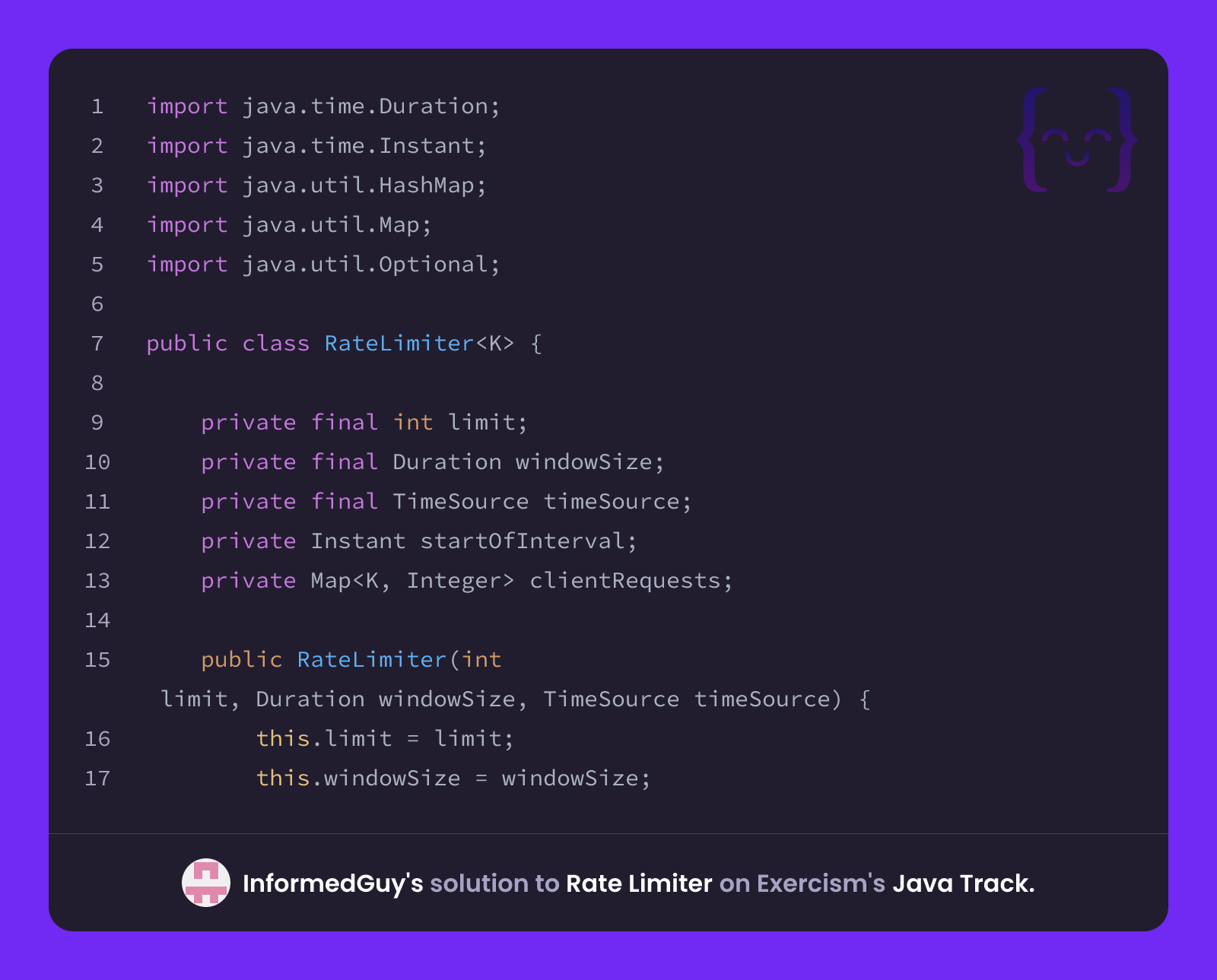 InformedGuy's solution for Rate Limiter in Java on Exercism
