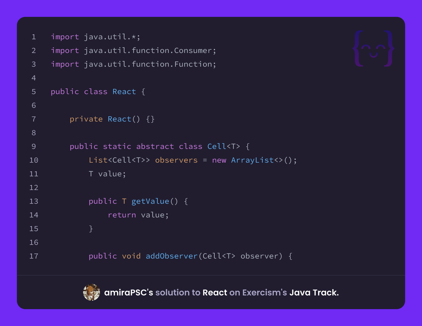 amiraPSC's solution for React in Java on Exercism