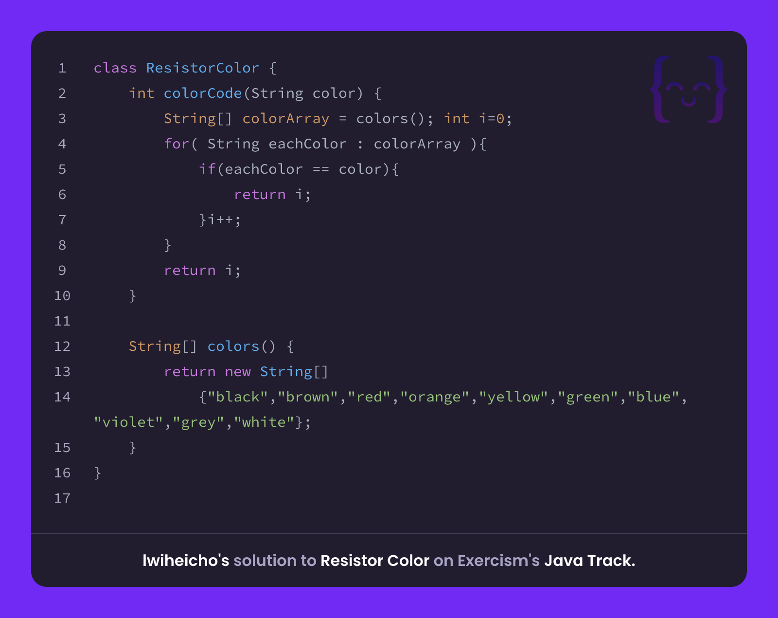 lwiheicho's solution for Resistor Color in Java on Exercism
