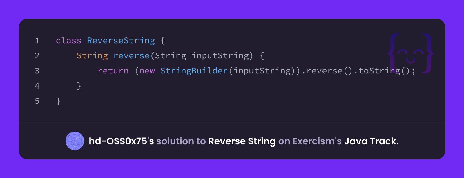 hd-OSS0x75's solution for Reverse String in Java on Exercism