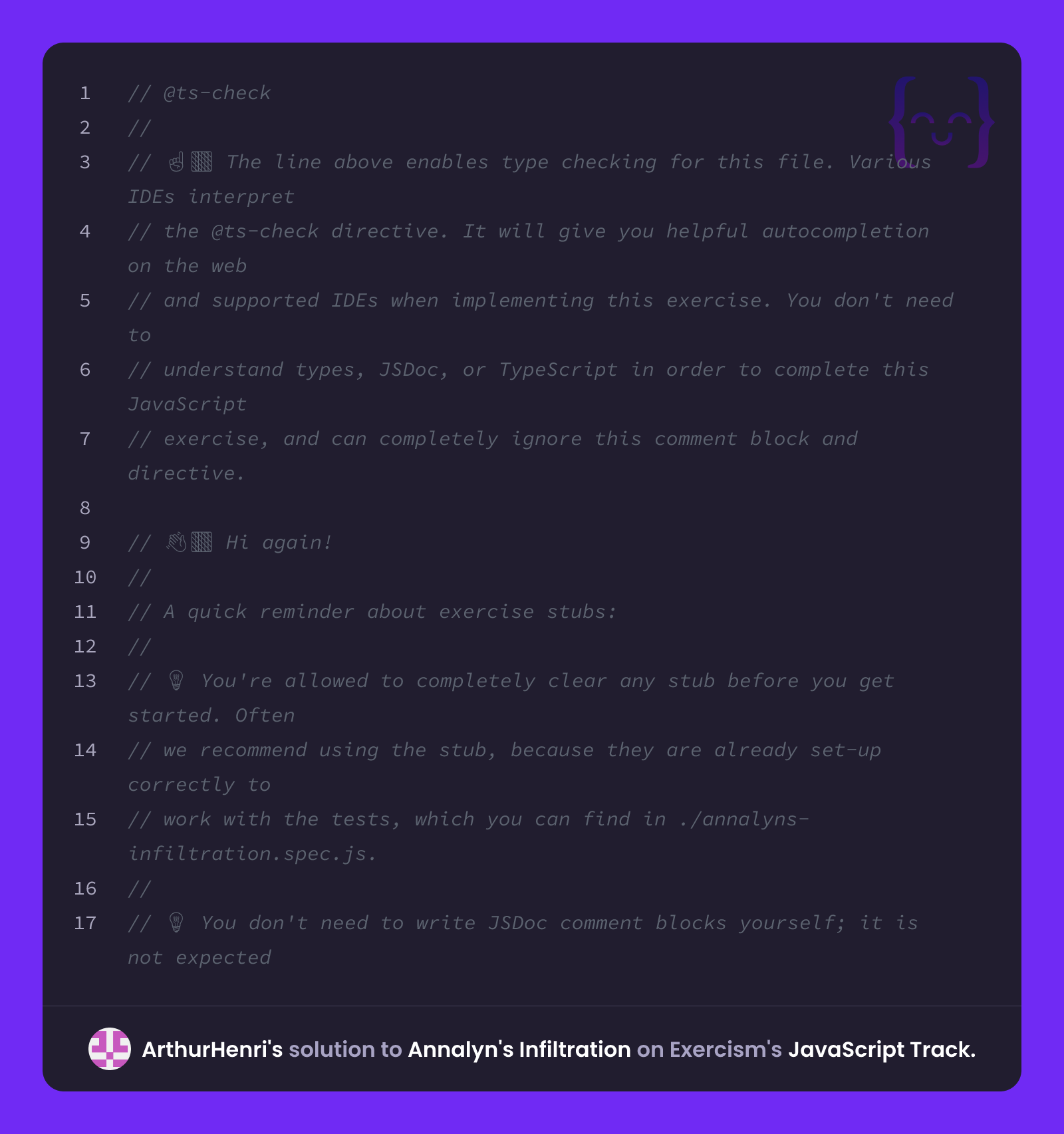 ArthurHenri's solution for Annalyn's Infiltration in JavaScript on Exercism