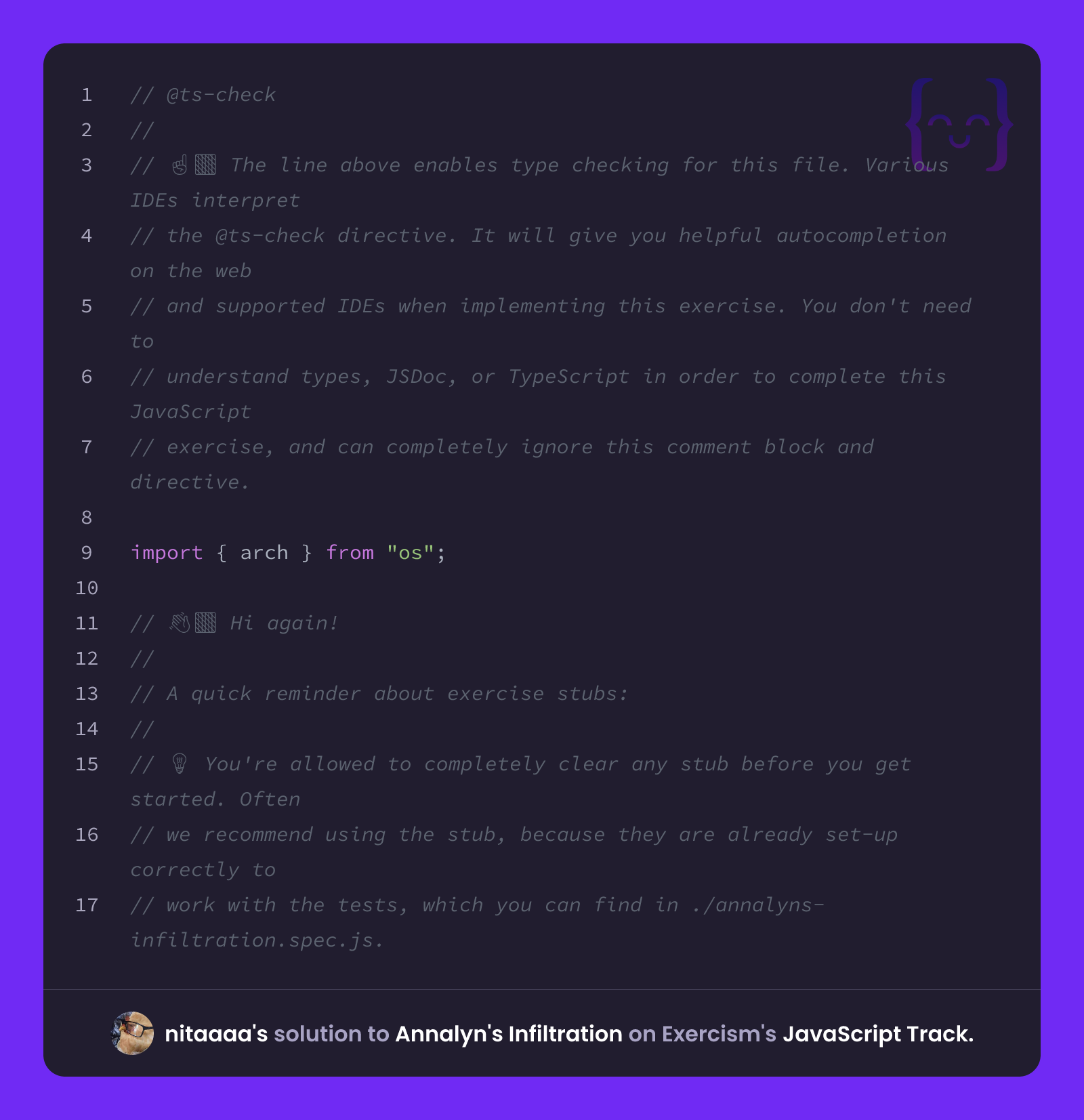 nitaaaa's solution for Annalyn's Infiltration in JavaScript on Exercism