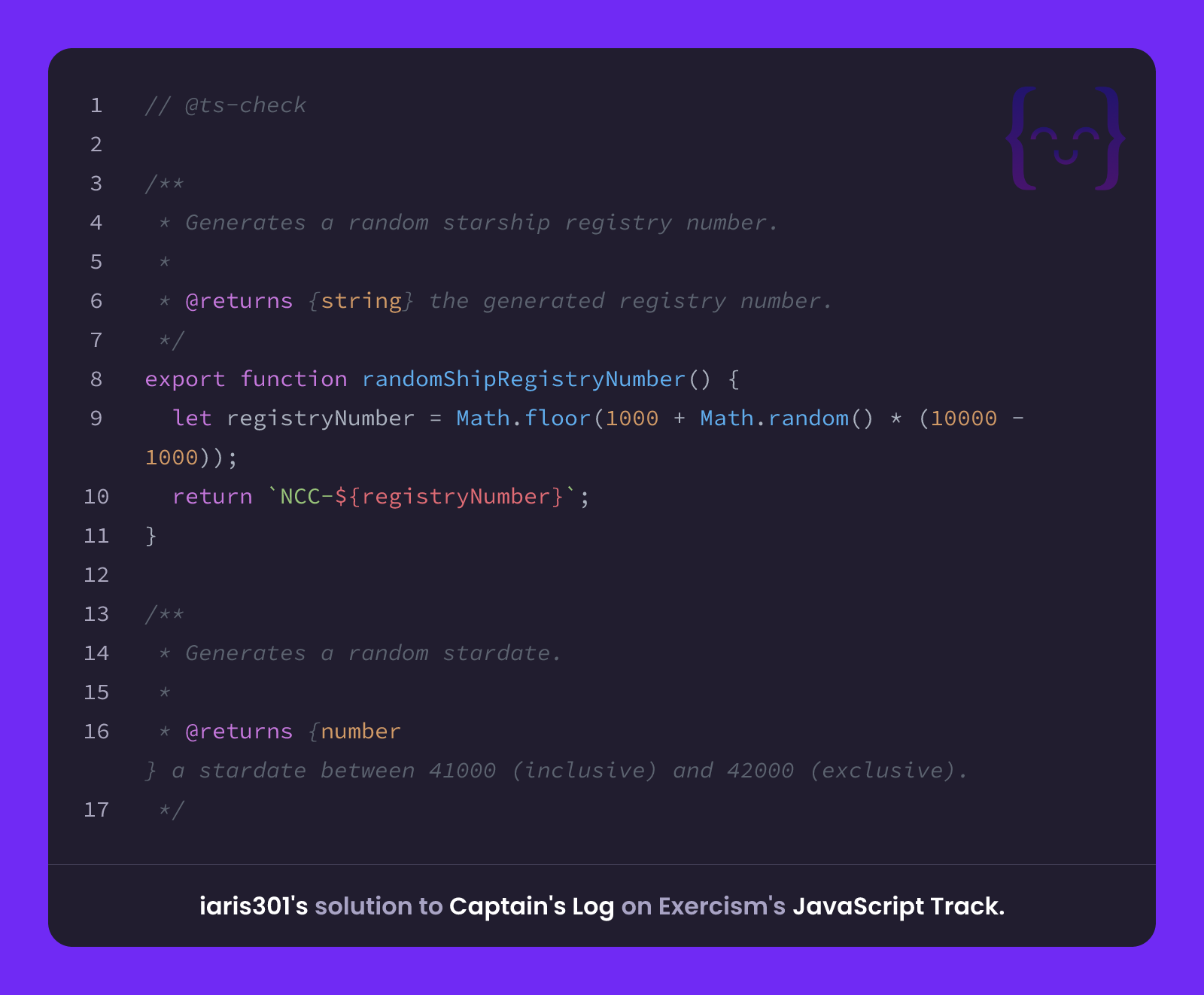 iaris301's solution for Captain's Log in JavaScript on Exercism