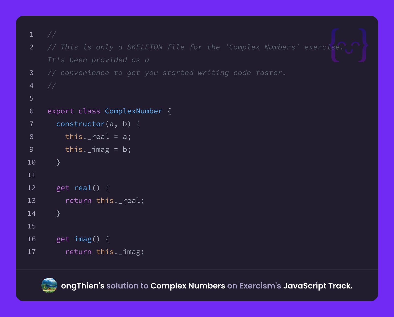 ongThien's solution for Complex Numbers in JavaScript on Exercism