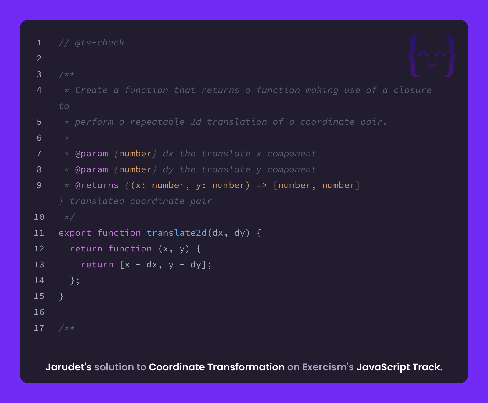 Jarudet's solution for Coordinate Transformation in JavaScript on Exercism