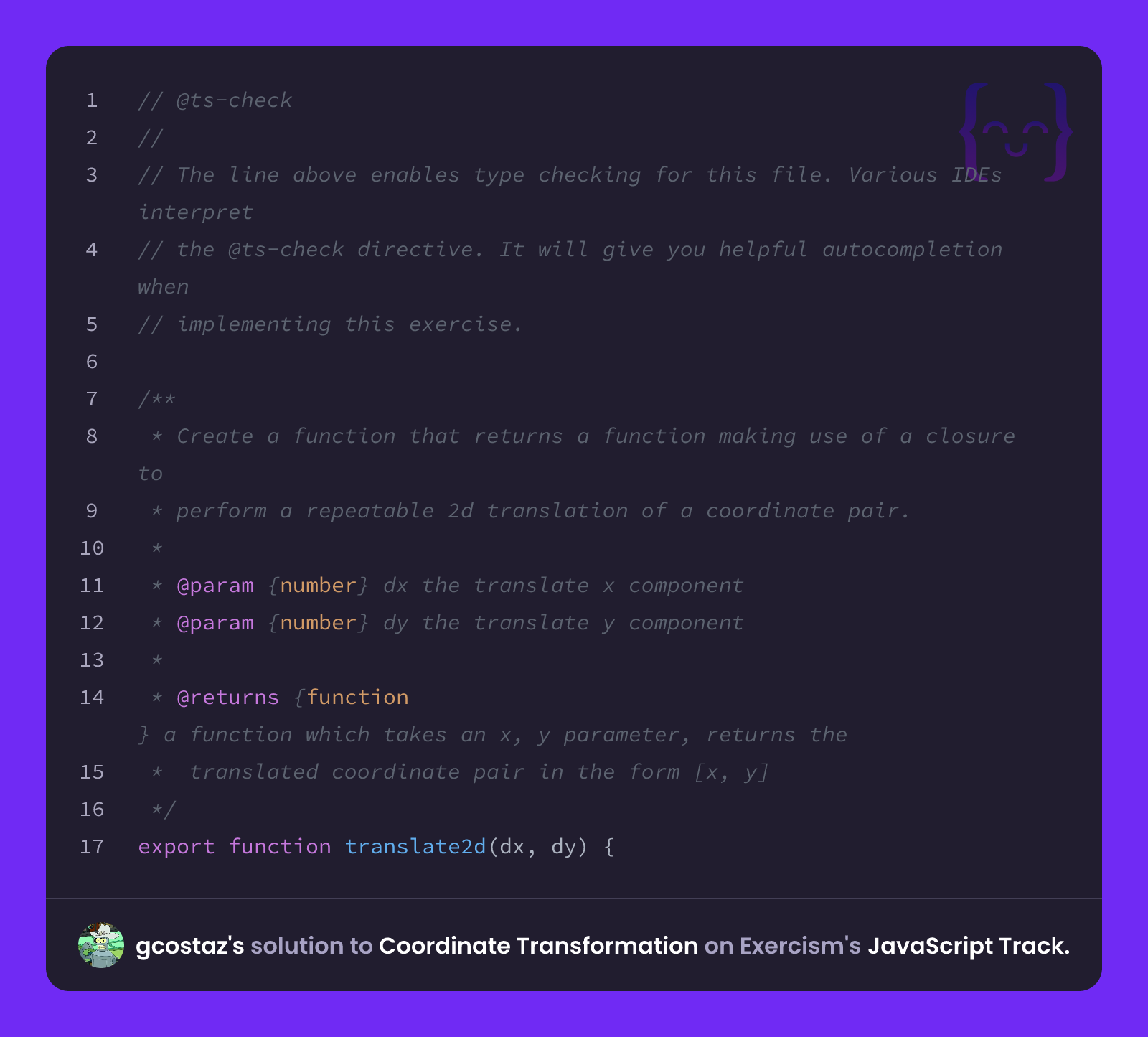 gcostaz's solution for Coordinate Transformation in JavaScript on Exercism