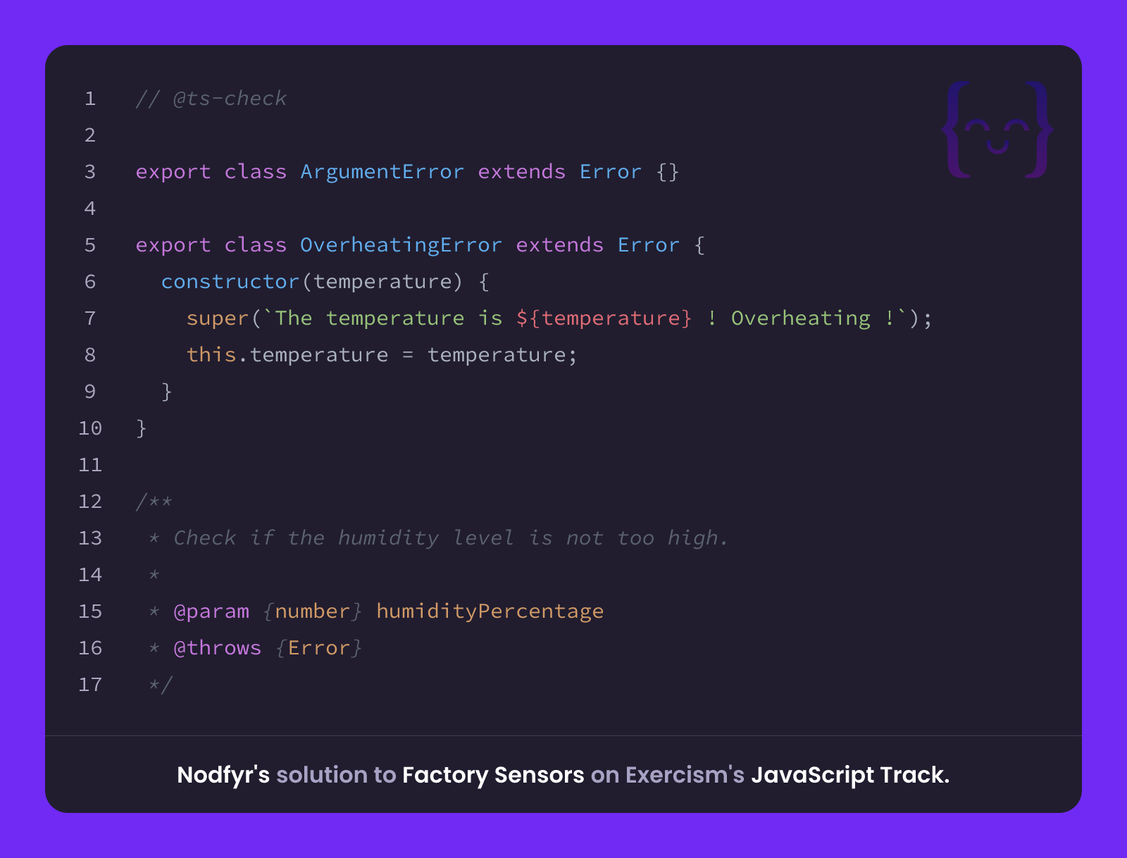 Nodfyr's solution for Factory Sensors in JavaScript on Exercism