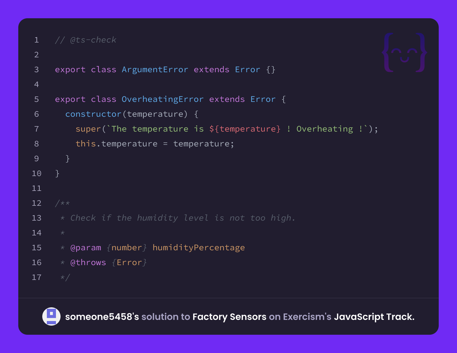 someone5458's solution for Factory Sensors in JavaScript on Exercism