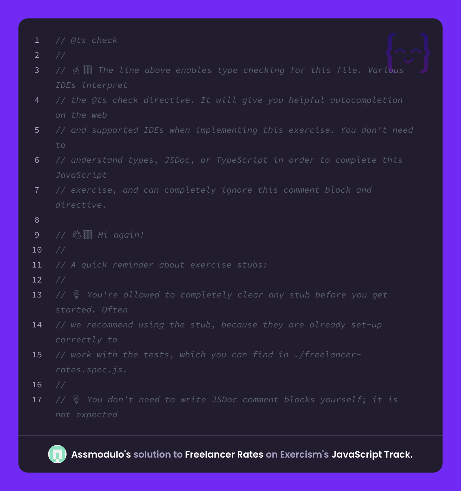 Assmodulo's solution for Freelancer Rates in JavaScript on Exercism