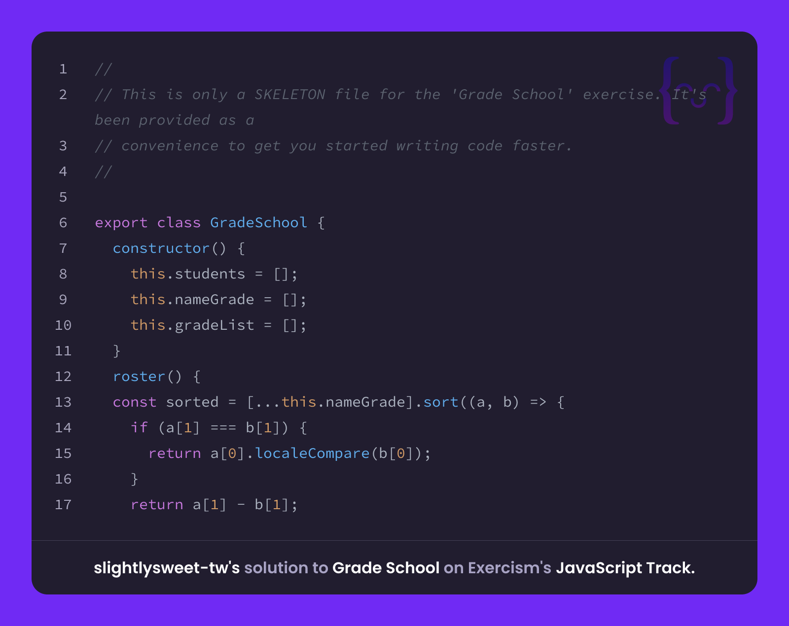 slightlysweet-tw's solution for Grade School in JavaScript on Exercism