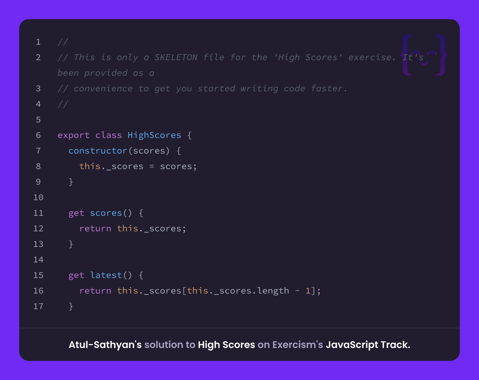 Atul-Sathyan's solution for High Scores in JavaScript on Exercism