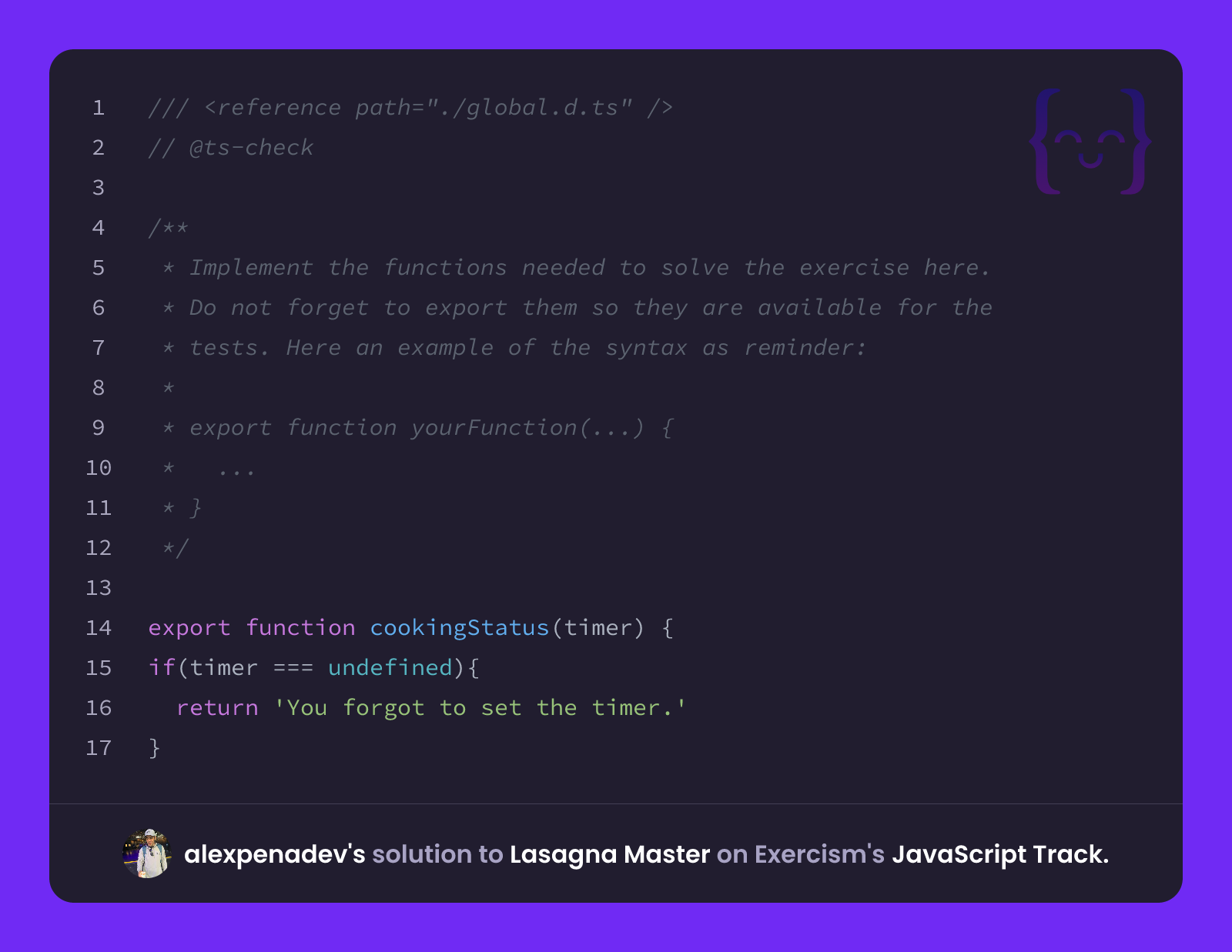 alexpenadev's solution for Lasagna Master in JavaScript on Exercism