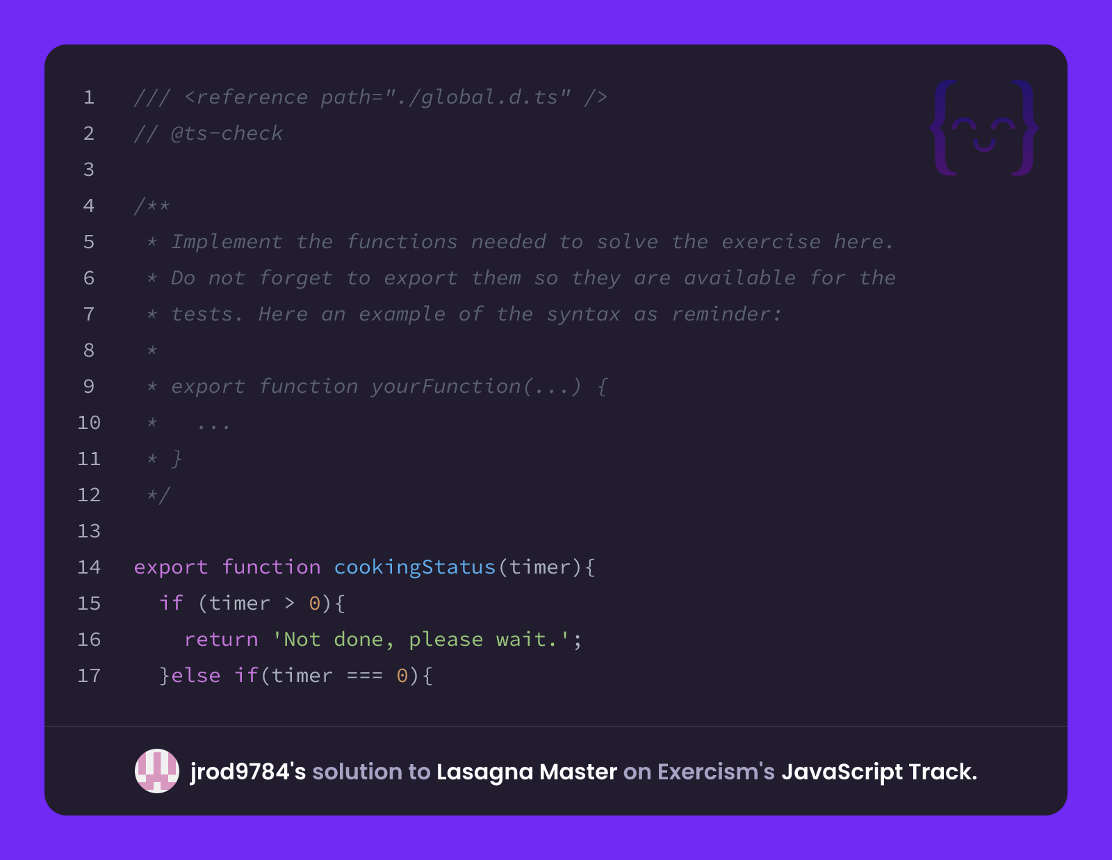 jrod9784's solution for Lasagna Master in JavaScript on Exercism