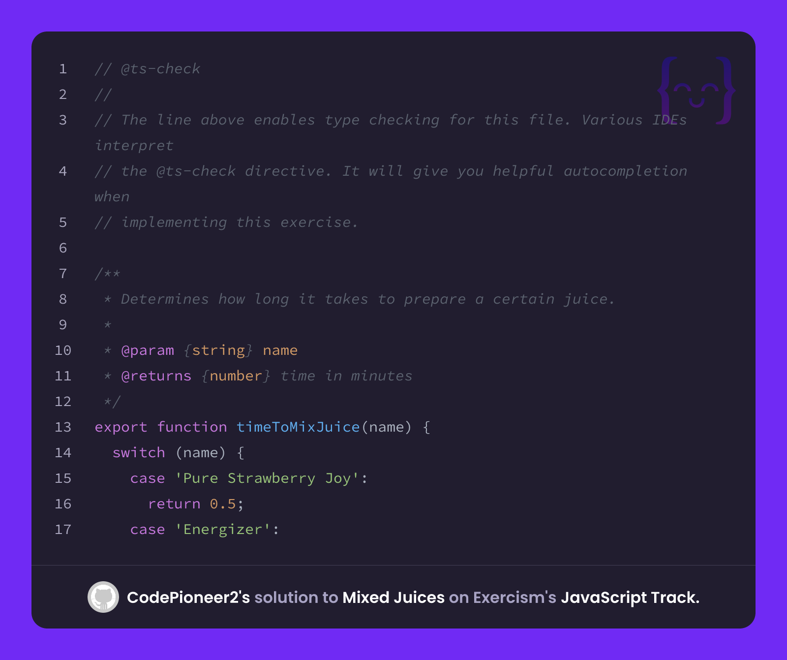 CodePioneer2's solution for Mixed Juices in JavaScript on Exercism