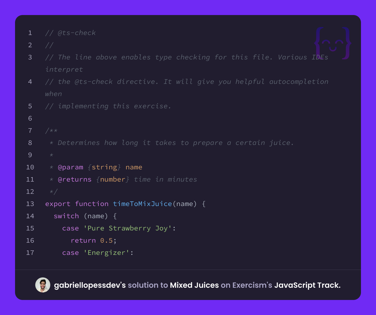 gabriellopessdev's solution for Mixed Juices in JavaScript on Exercism