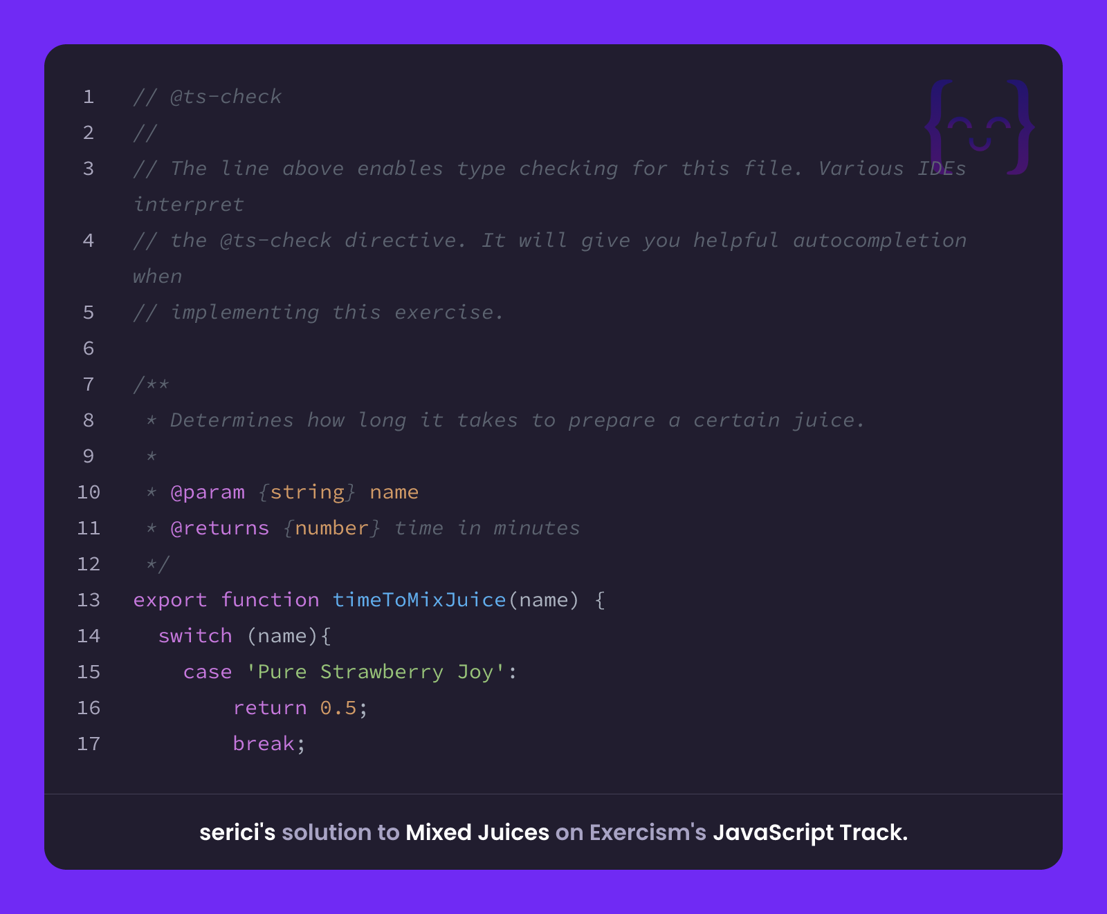 serici's solution for Mixed Juices in JavaScript on Exercism