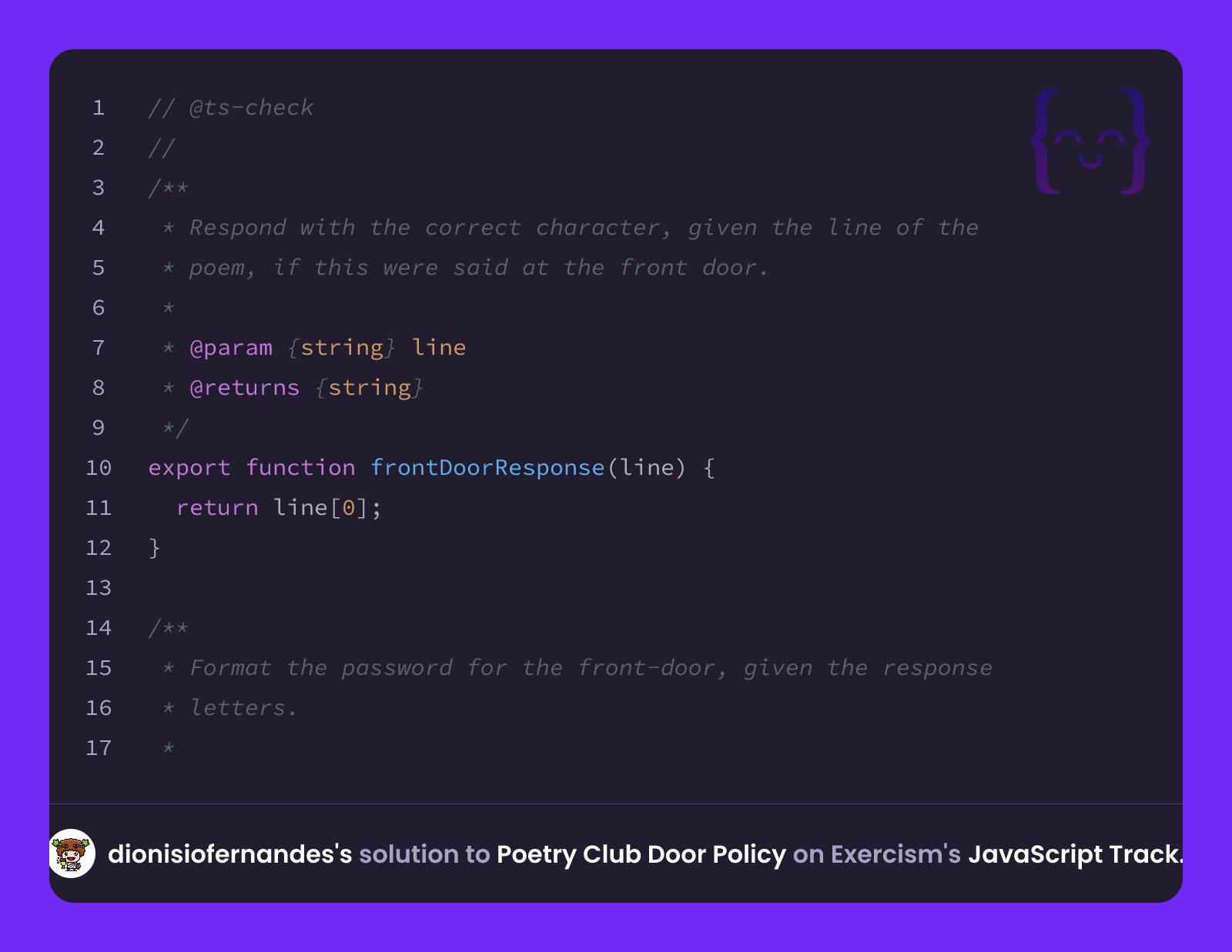 dionisiofernandes's solution for Poetry Club Door Policy in JavaScript ...