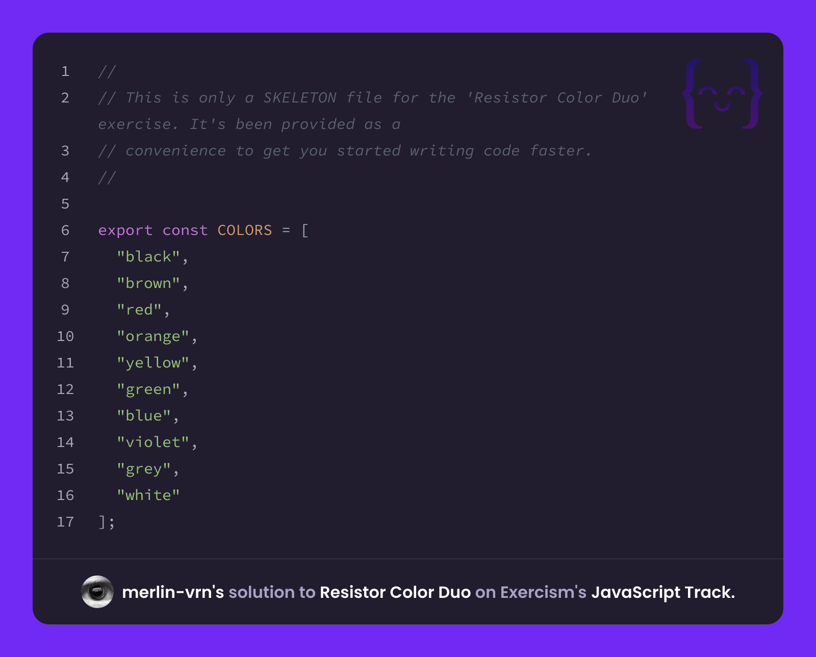 merlin-vrn's solution for Resistor Color Duo in JavaScript on Exercism