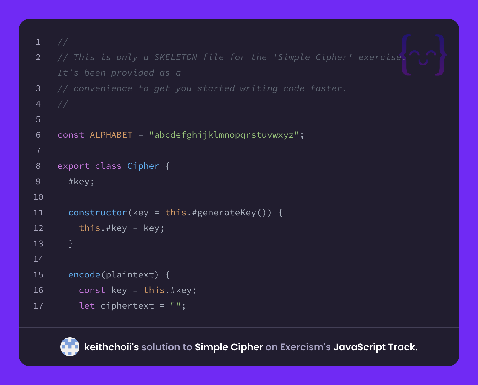 keithchoii's solution for Simple Cipher in JavaScript on Exercism