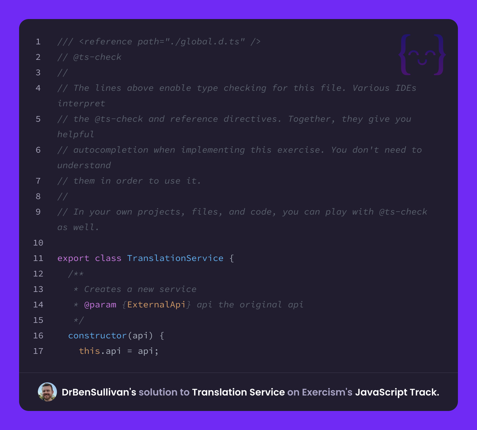DrBenSullivan's solution for Translation Service in JavaScript on Exercism
