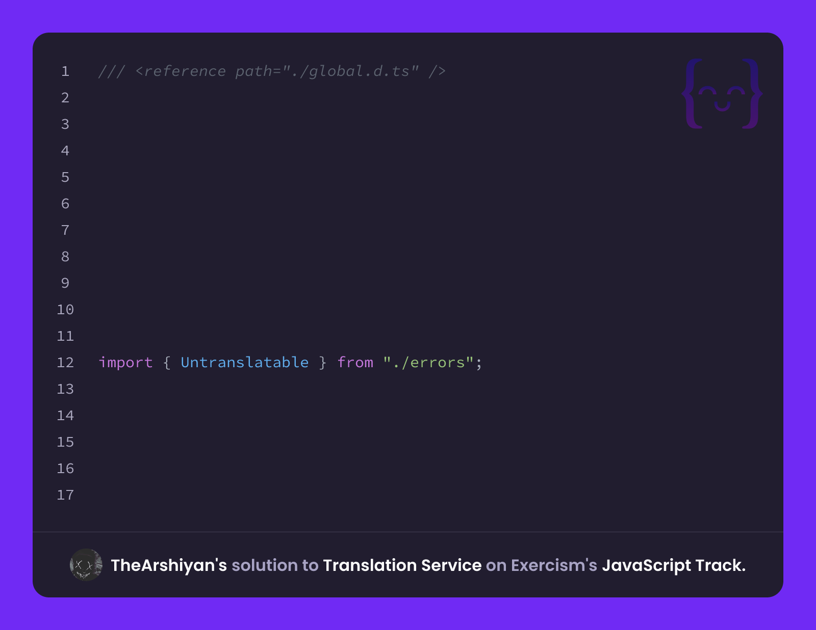 TheArshiyan's solution for Translation Service in JavaScript on Exercism