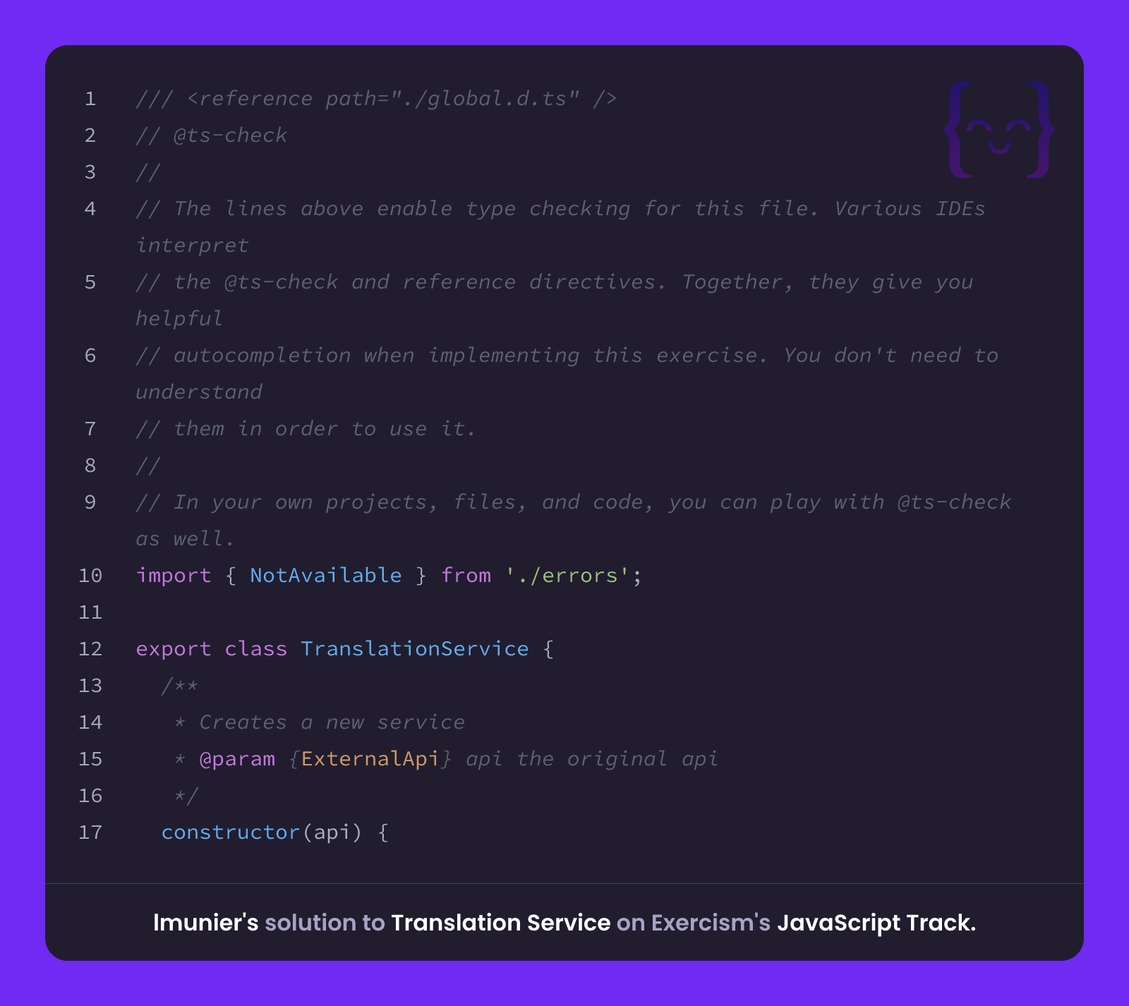 lmunier's solution for Translation Service in JavaScript on Exercism