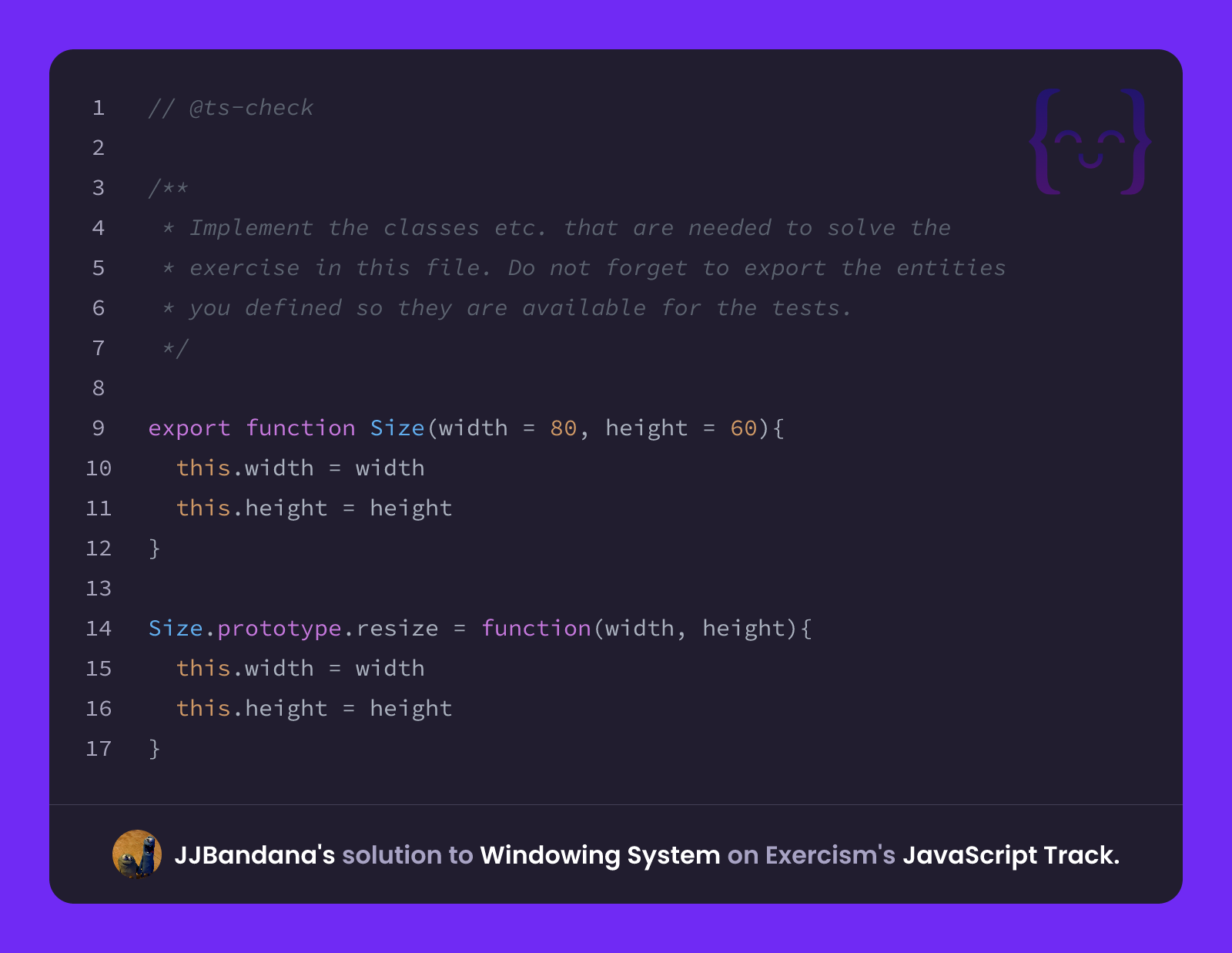 JJBandana's solution for Windowing System in JavaScript on Exercism