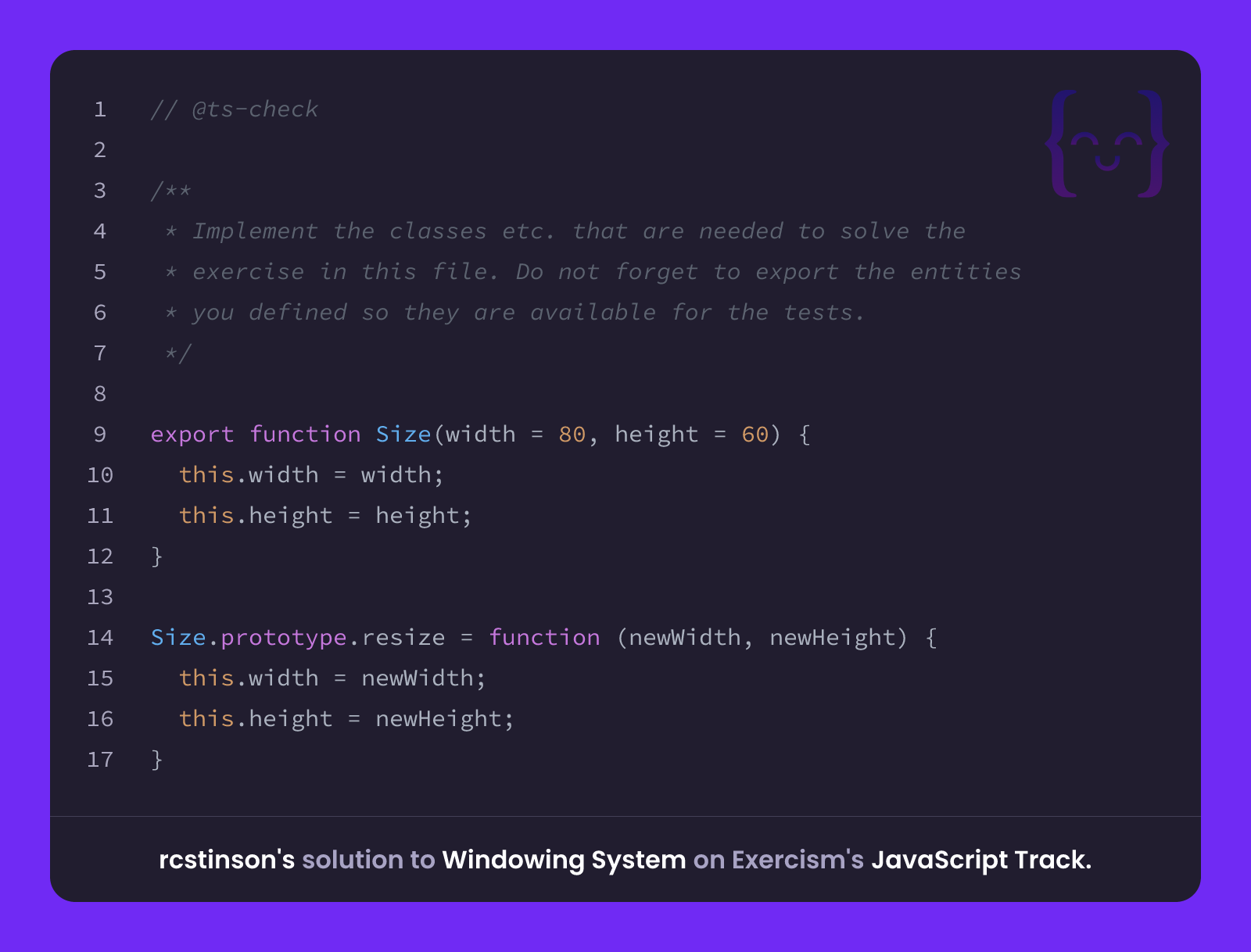 rcstinson's solution for Windowing System in JavaScript on Exercism