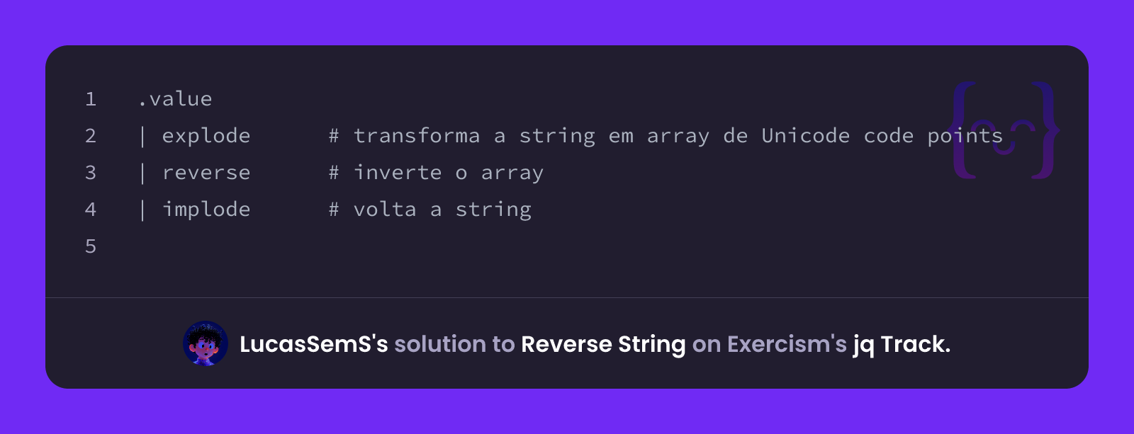 LucasSemS's solution for Reverse String in jq on Exercism