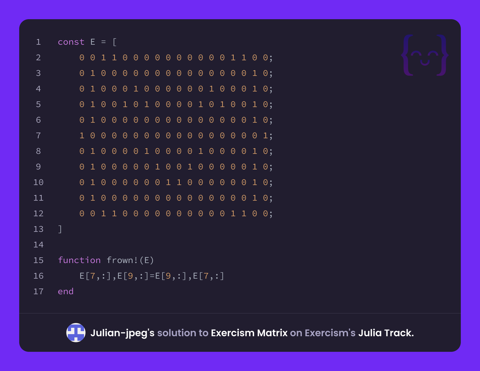 Julian-jpeg's solution for Exercism Matrix in Julia on Exercism