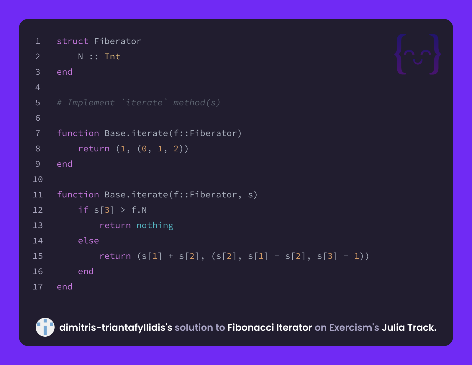 dimitris-triantafyllidis's solution for Fibonacci Iterator in Julia on ...