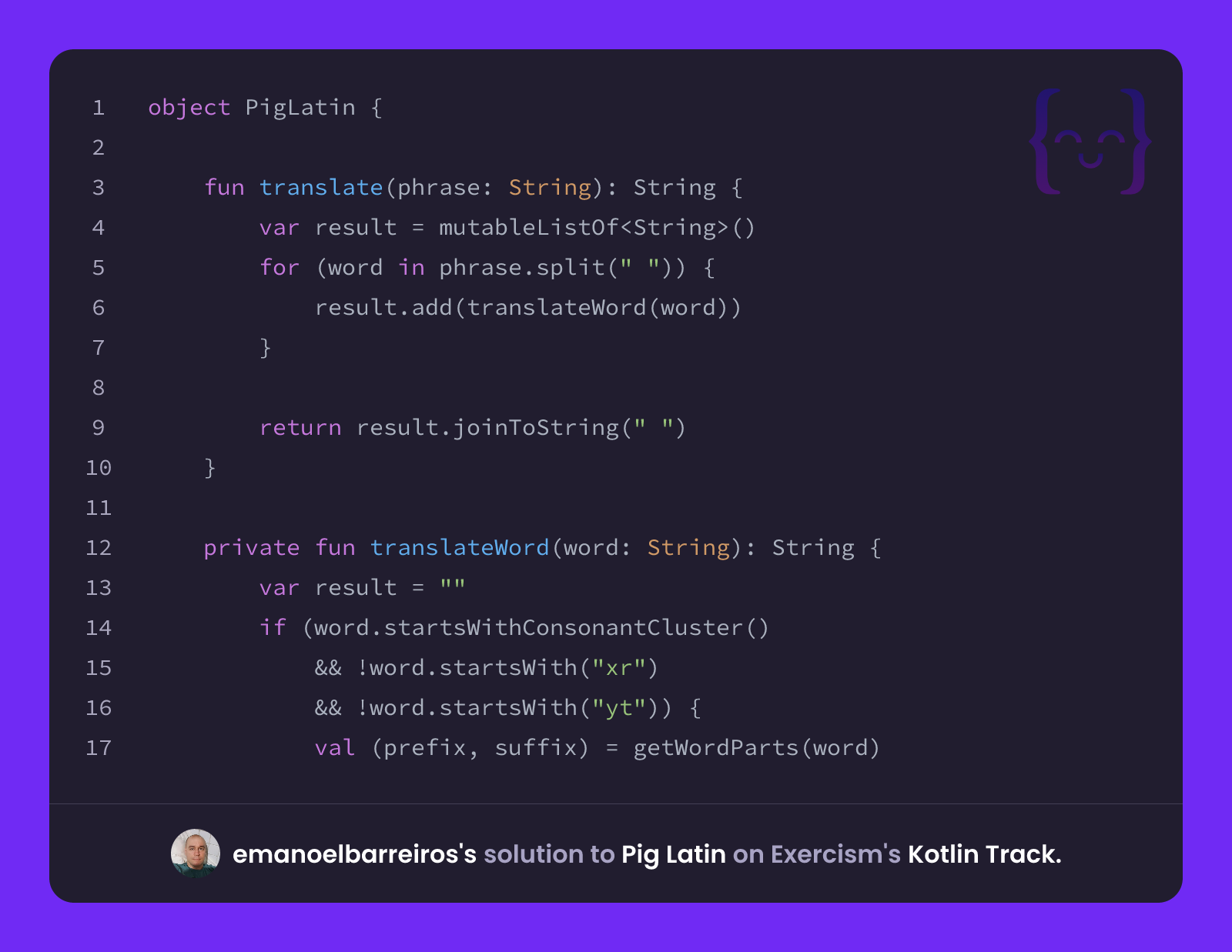 emanoelbarreiros's solution for Pig Latin in Kotlin on Exercism