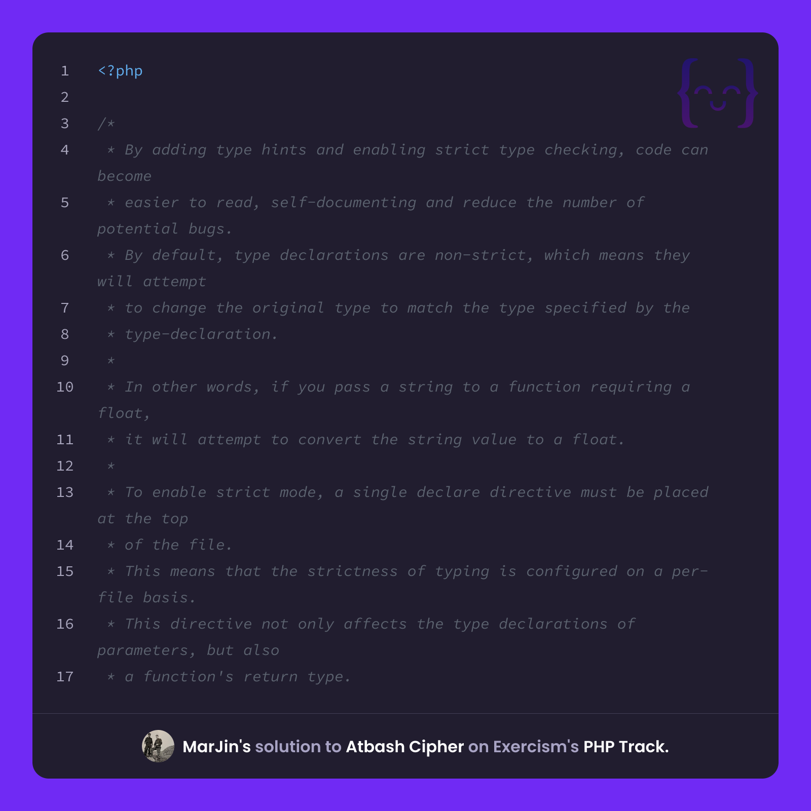 MarJin's solution for Atbash Cipher in PHP on Exercism