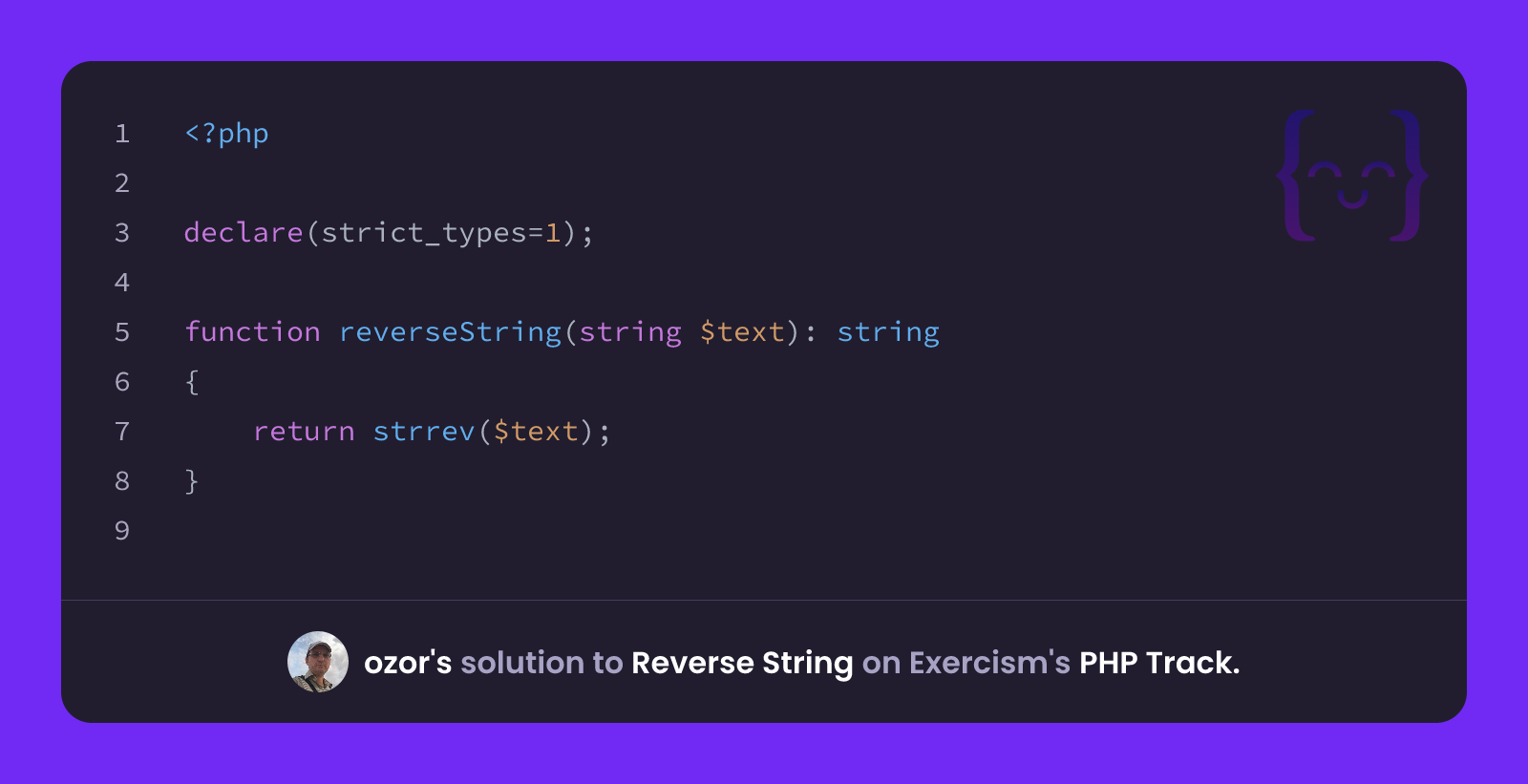 ozor's solution for Reverse String in PHP on Exercism