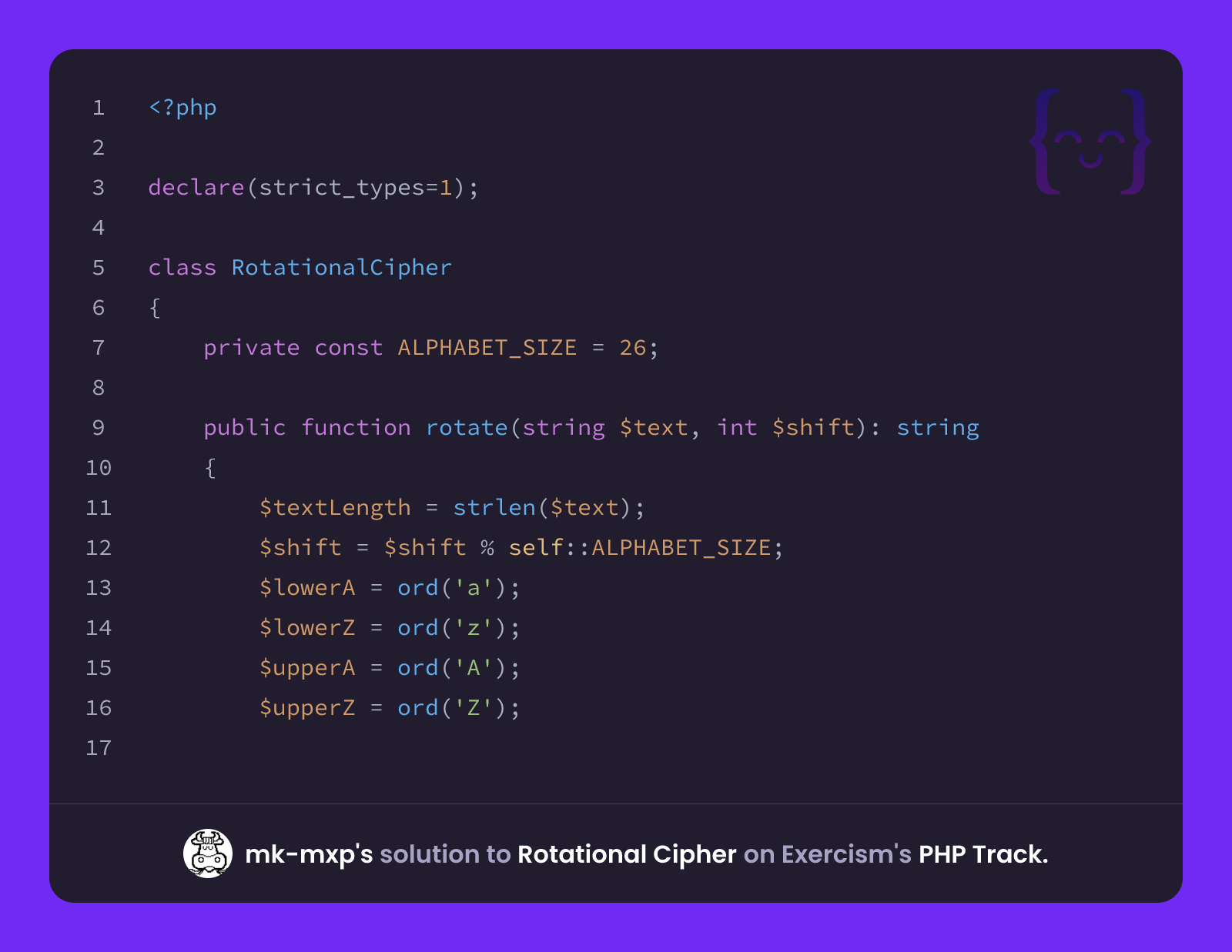 mk-mxp's solution for Rotational Cipher in PHP on Exercism