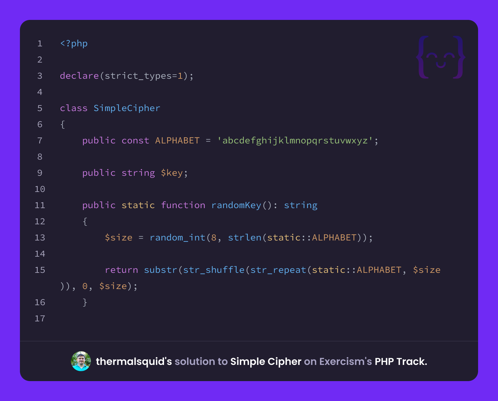 thermalsquid's solution for Simple Cipher in PHP on Exercism
