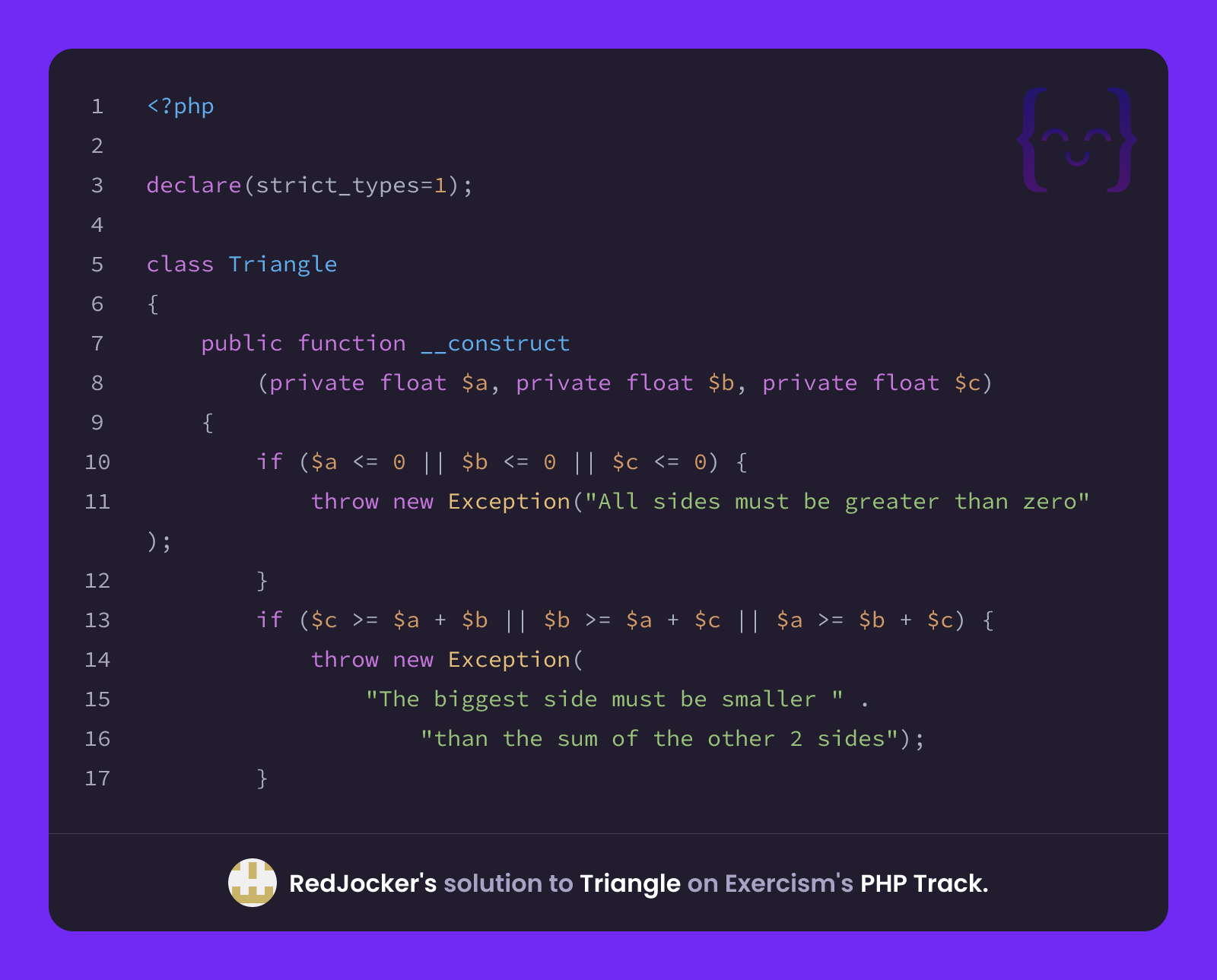 RedJocker's solution for Triangle in PHP on Exercism